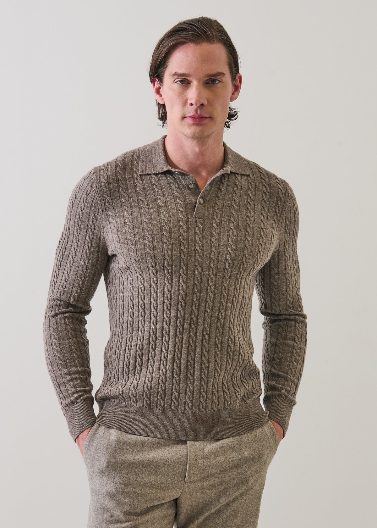 Merino-Cashmere Cable Polo - PATRICK ASSARAF