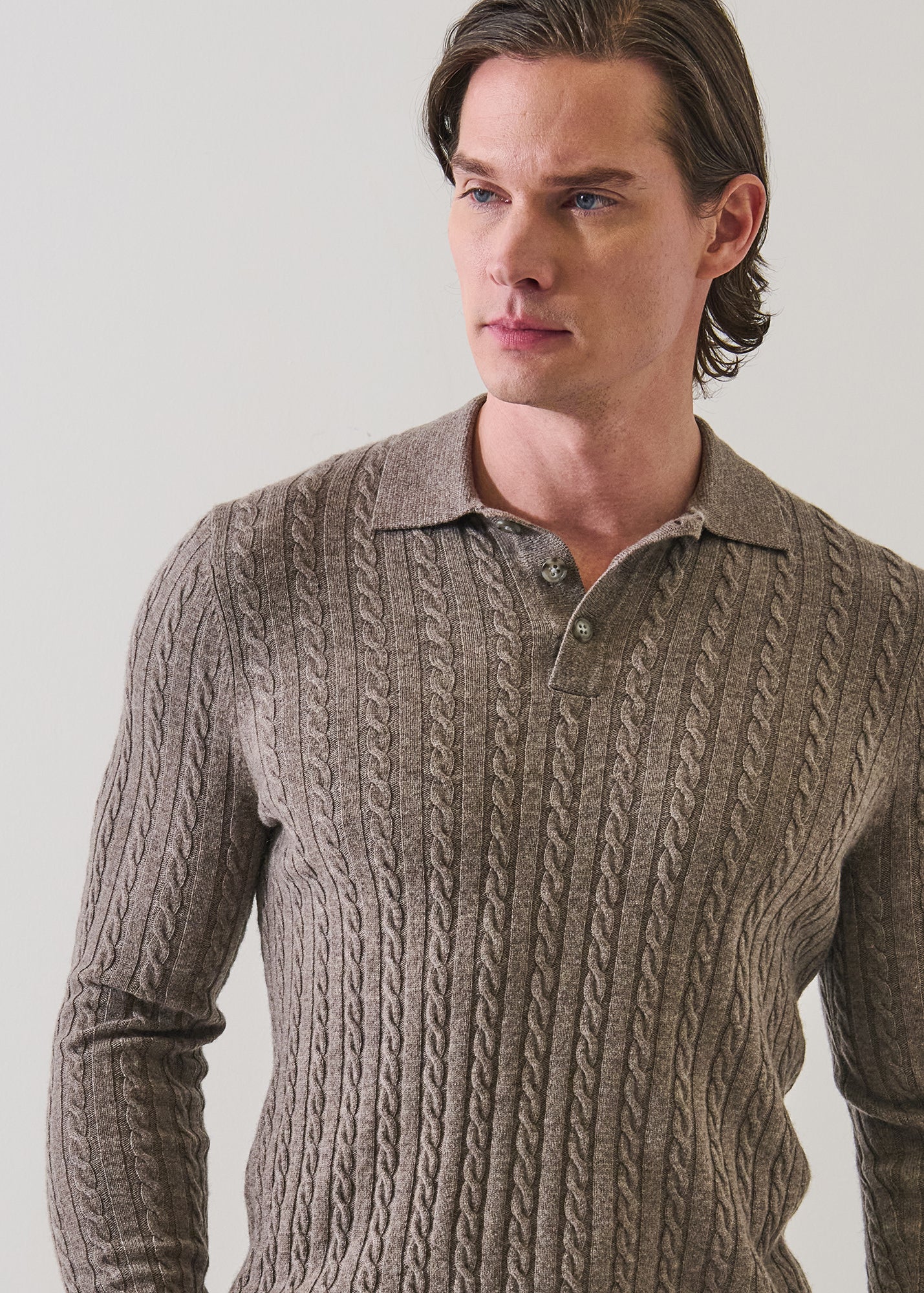 Merino-Cashmere Cable Polo - PATRICK ASSARAF