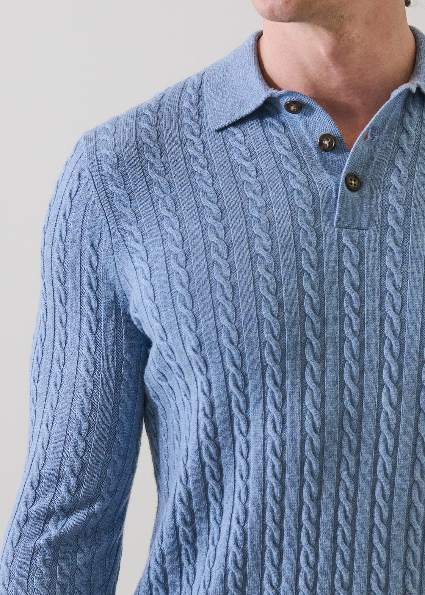 Merino-Cashmere Cable Polo - PATRICK ASSARAF
