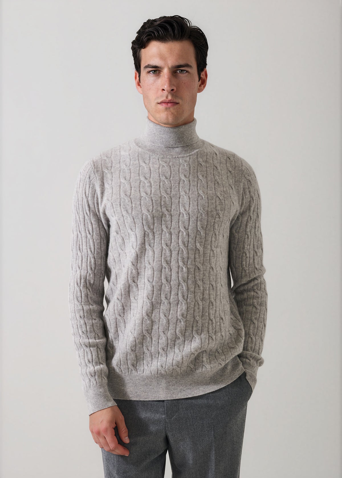 Merino-Cashmere Cable Turtleneck - PATRICK ASSARAF