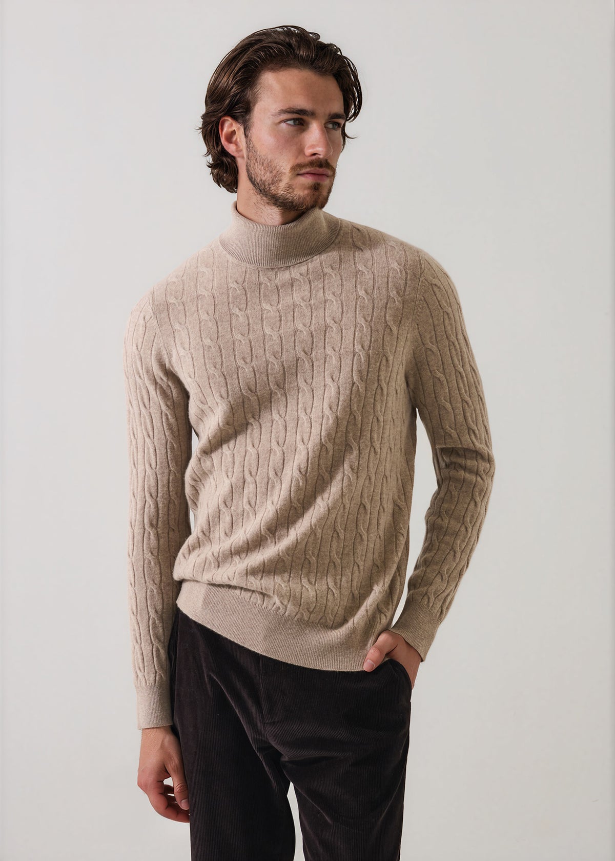 Merino-Cashmere Cable Turtleneck - PATRICK ASSARAF