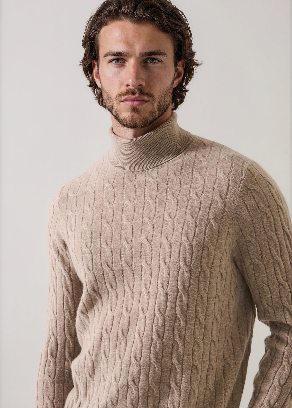 Merino-Cashmere Cable Turtleneck - PATRICK ASSARAF