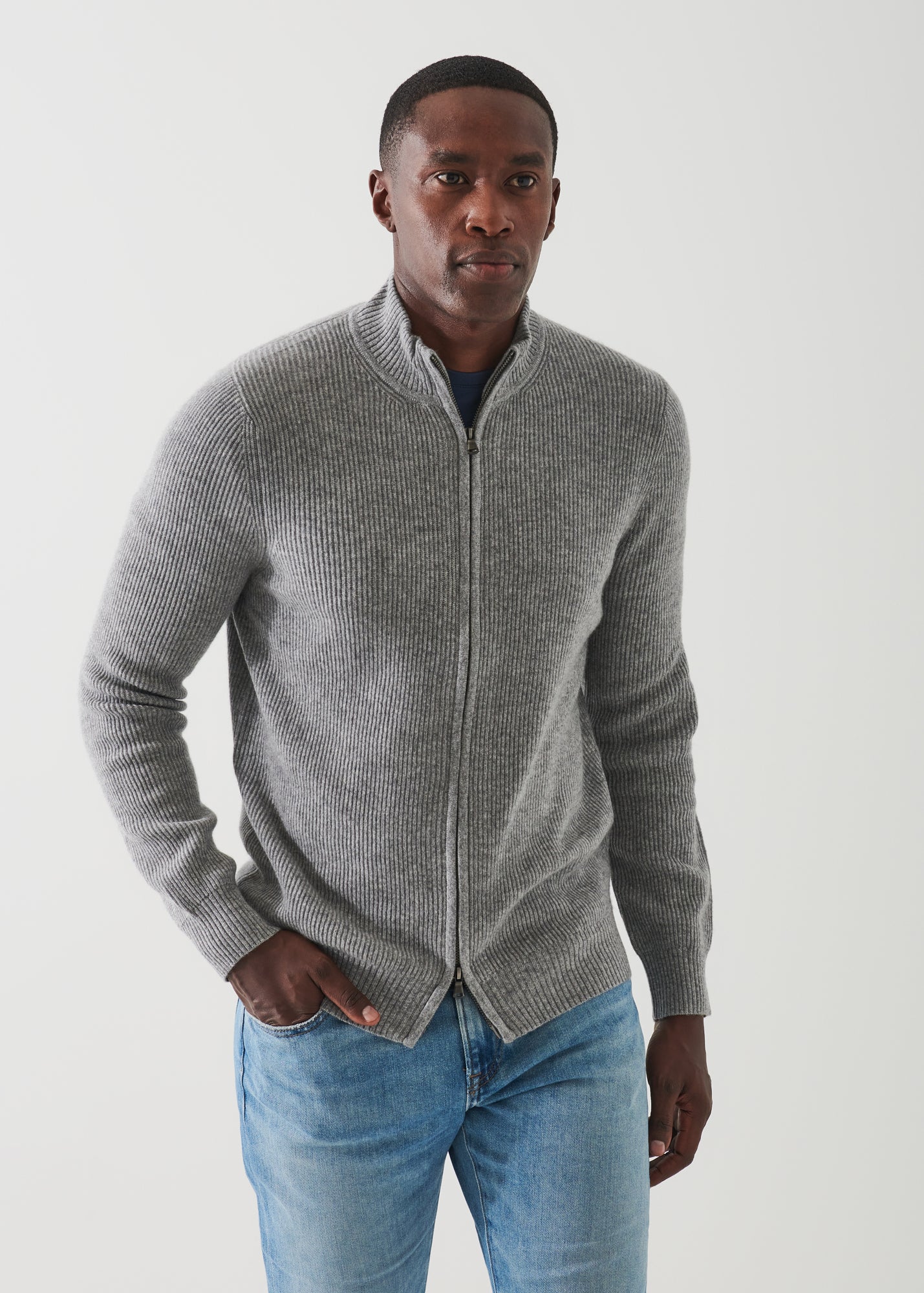Ribbed Cashmere Full Zip