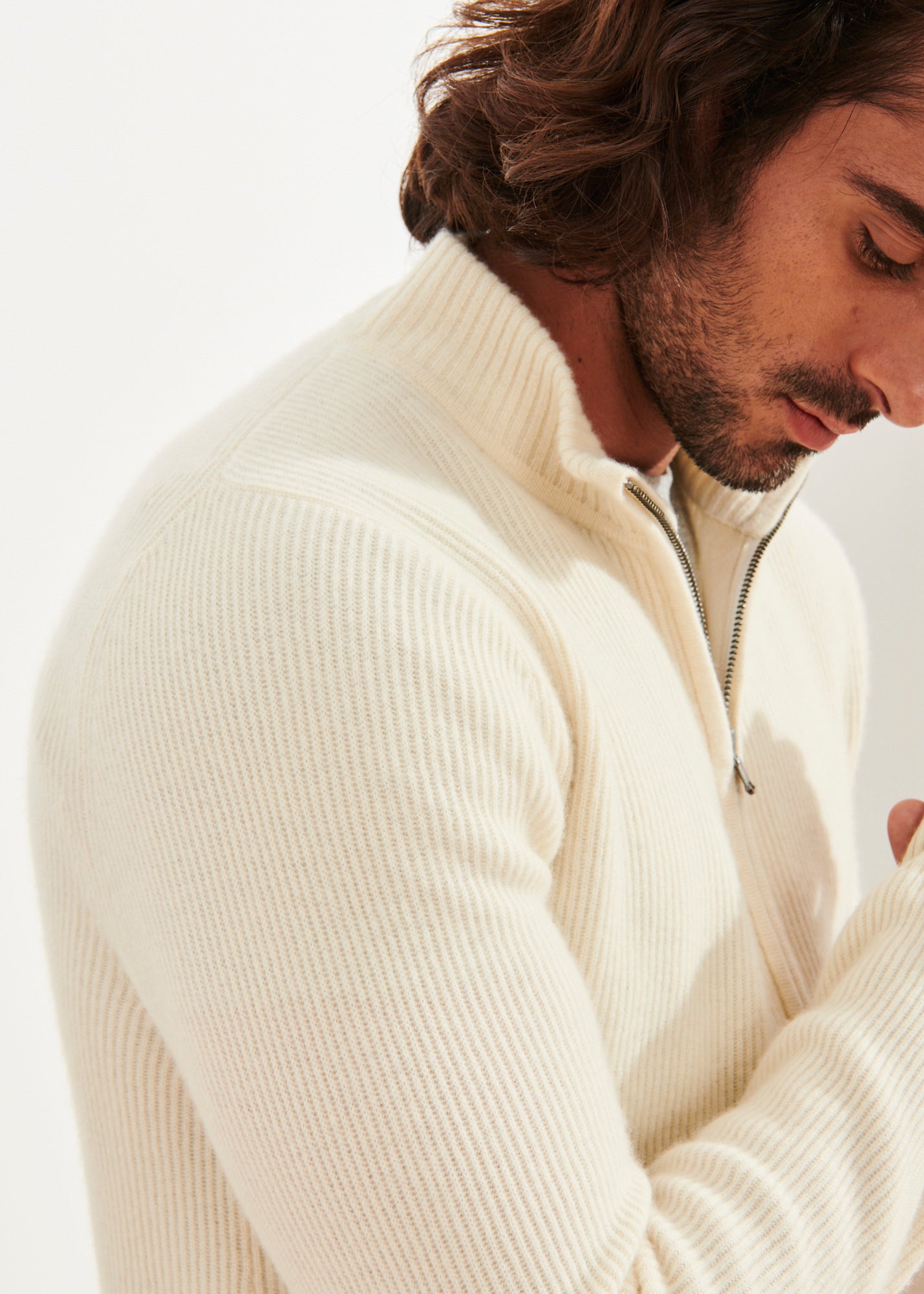 Ribbed Cashmere Full Zip