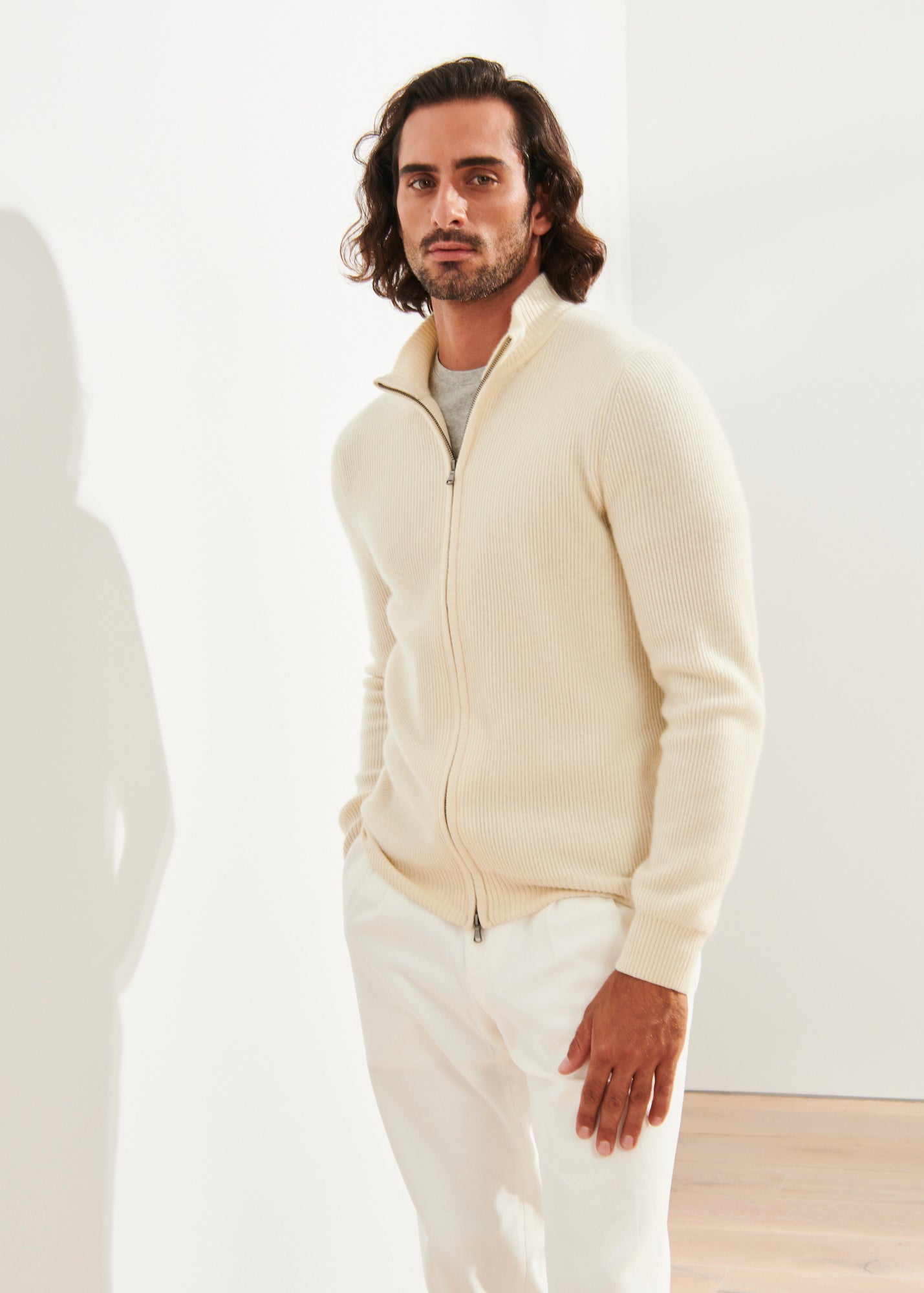 Ribbed Cashmere Full Zip