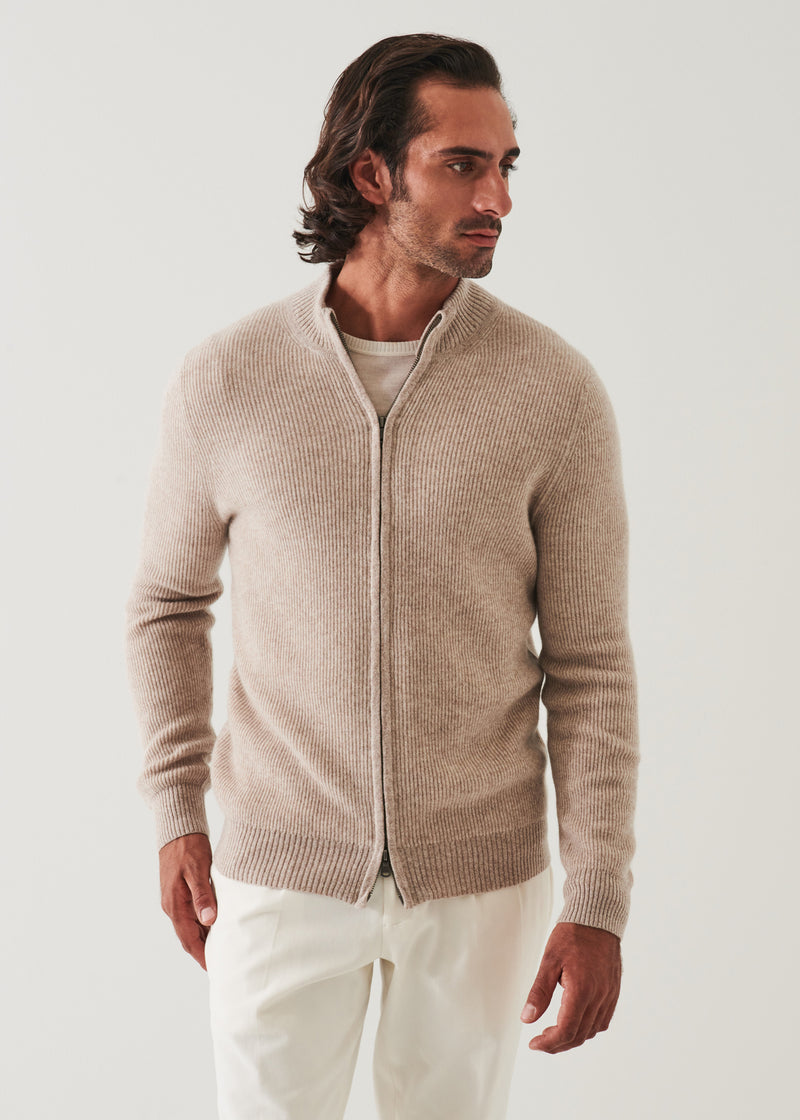 RIBBED CASHMERE FULL ZIP