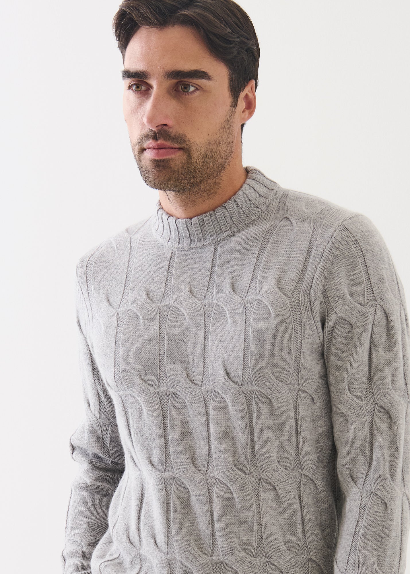 Wool Cashmere Textured Mock Neck - PATRICK ASSARAF