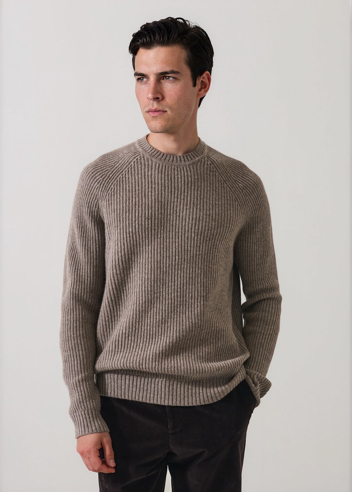 Merino-Cashmere Ribbed Raglan Crewneck - PATRICK ASSARAF