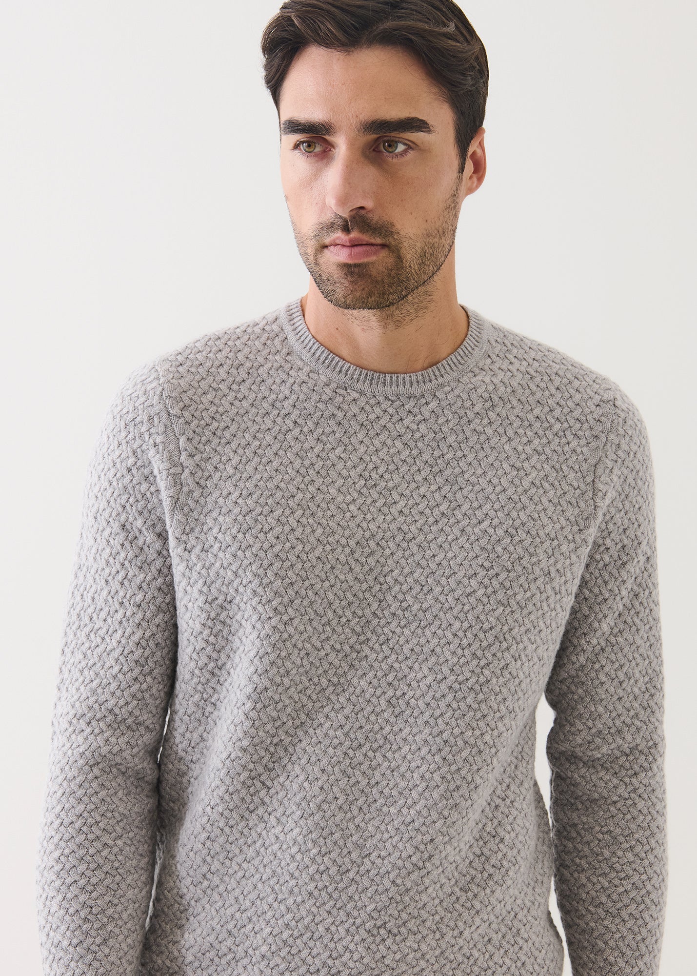Wool Cashmere Basket Weave Crewneck