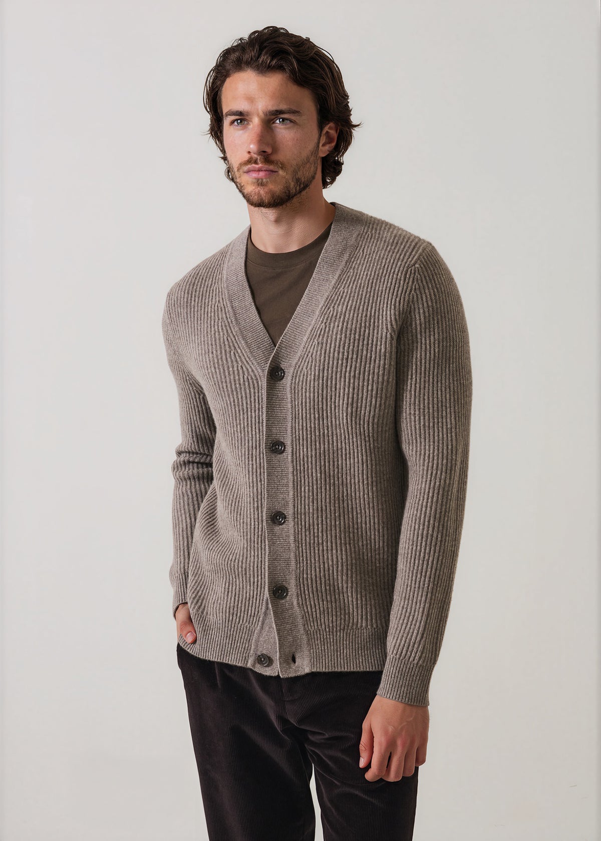 Merino-Cashmere Ribbed Button Cardigan - PATRICK ASSARAF