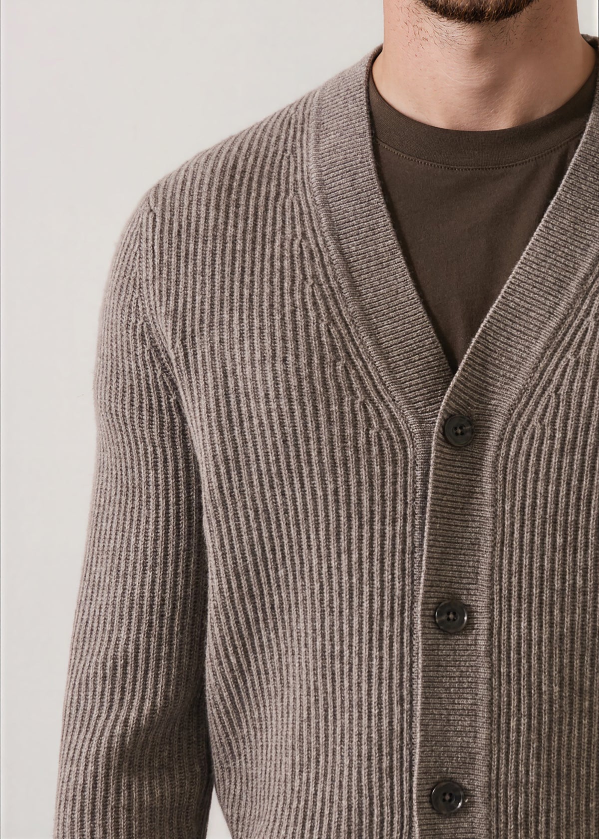 Merino-Cashmere Ribbed Button Cardigan - PATRICK ASSARAF