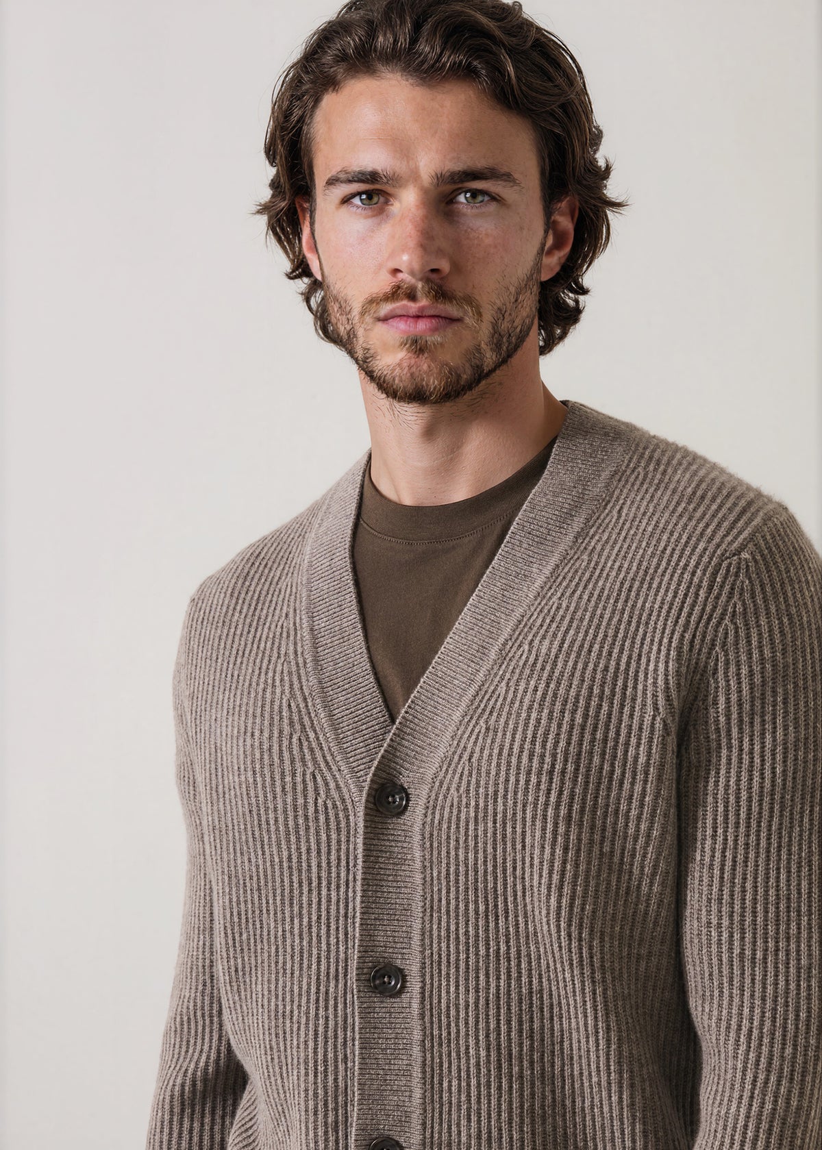 Merino-Cashmere Ribbed Button Cardigan - PATRICK ASSARAF