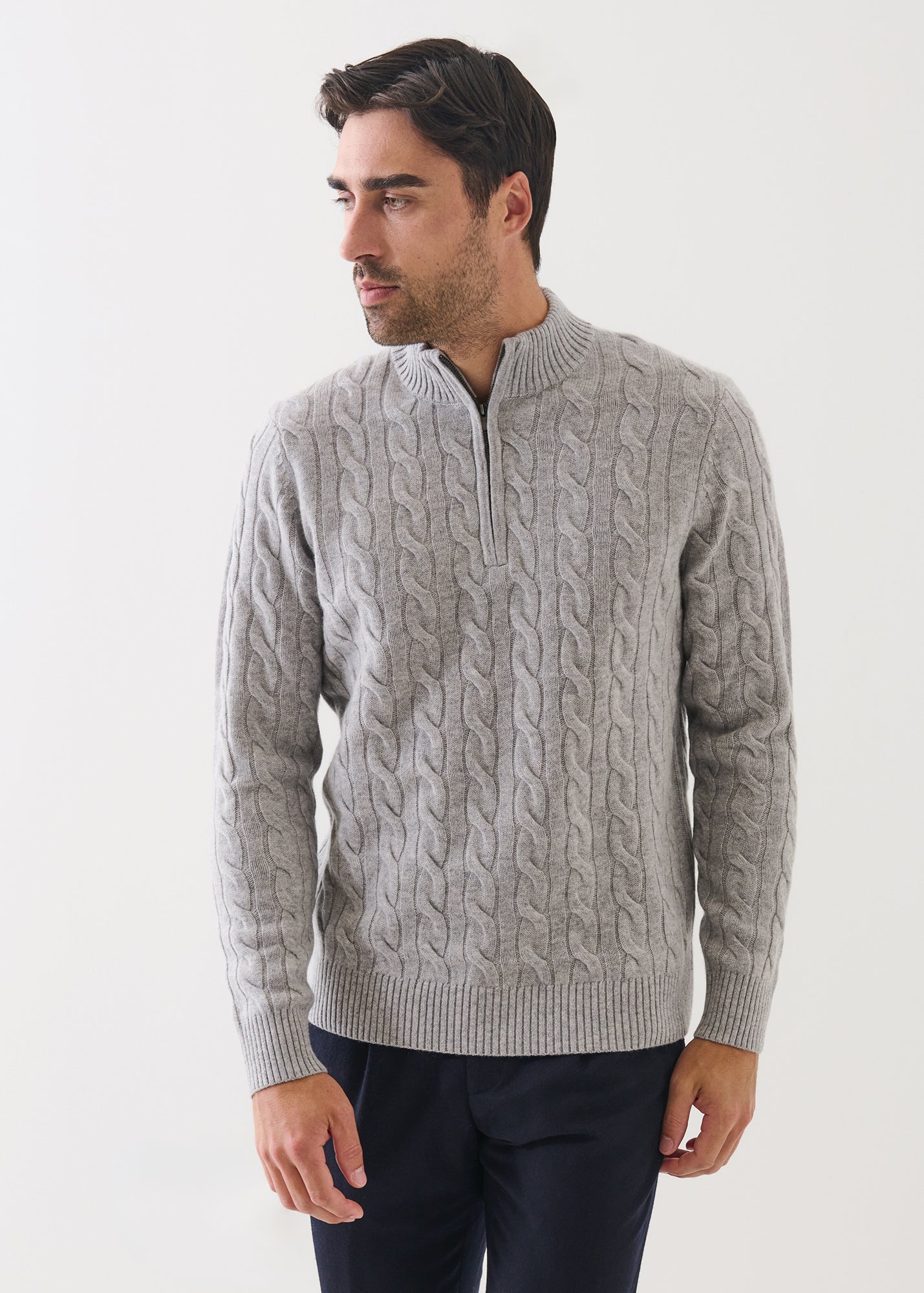 Wool Cashmere Textured Quarter Zip - PATRICK ASSARAF