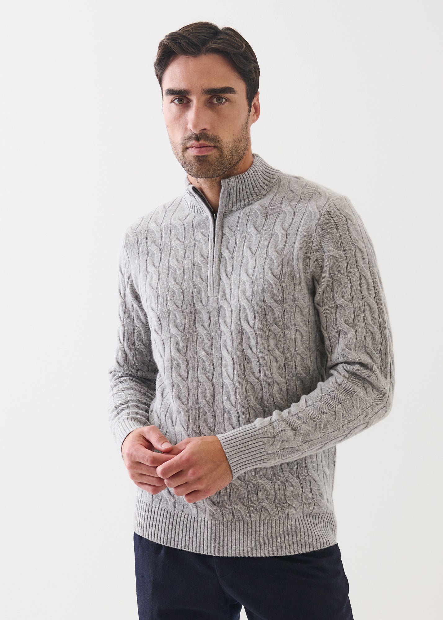 Wool Cashmere Textured Quarter Zip - PATRICK ASSARAF