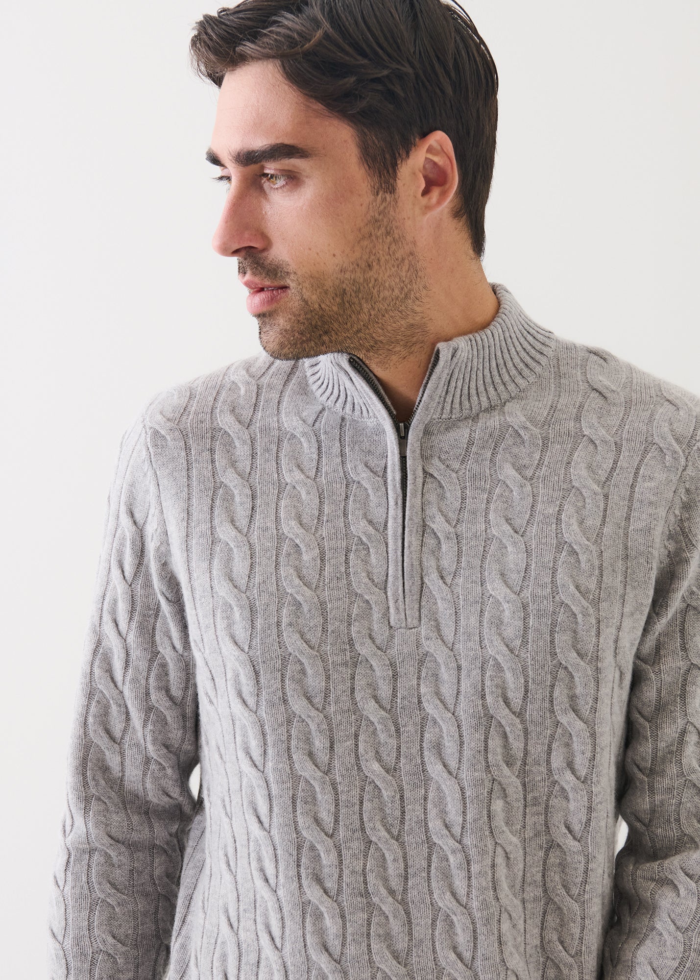 Wool Cashmere Textured Quarter Zip - PATRICK ASSARAF