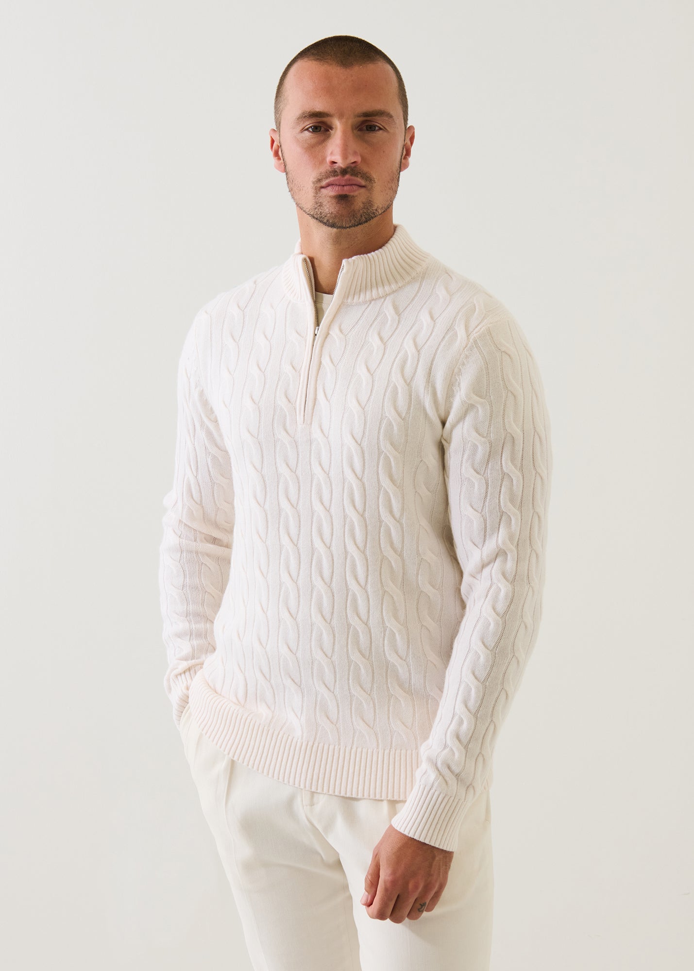 Wool Cashmere Textured Quarter Zip