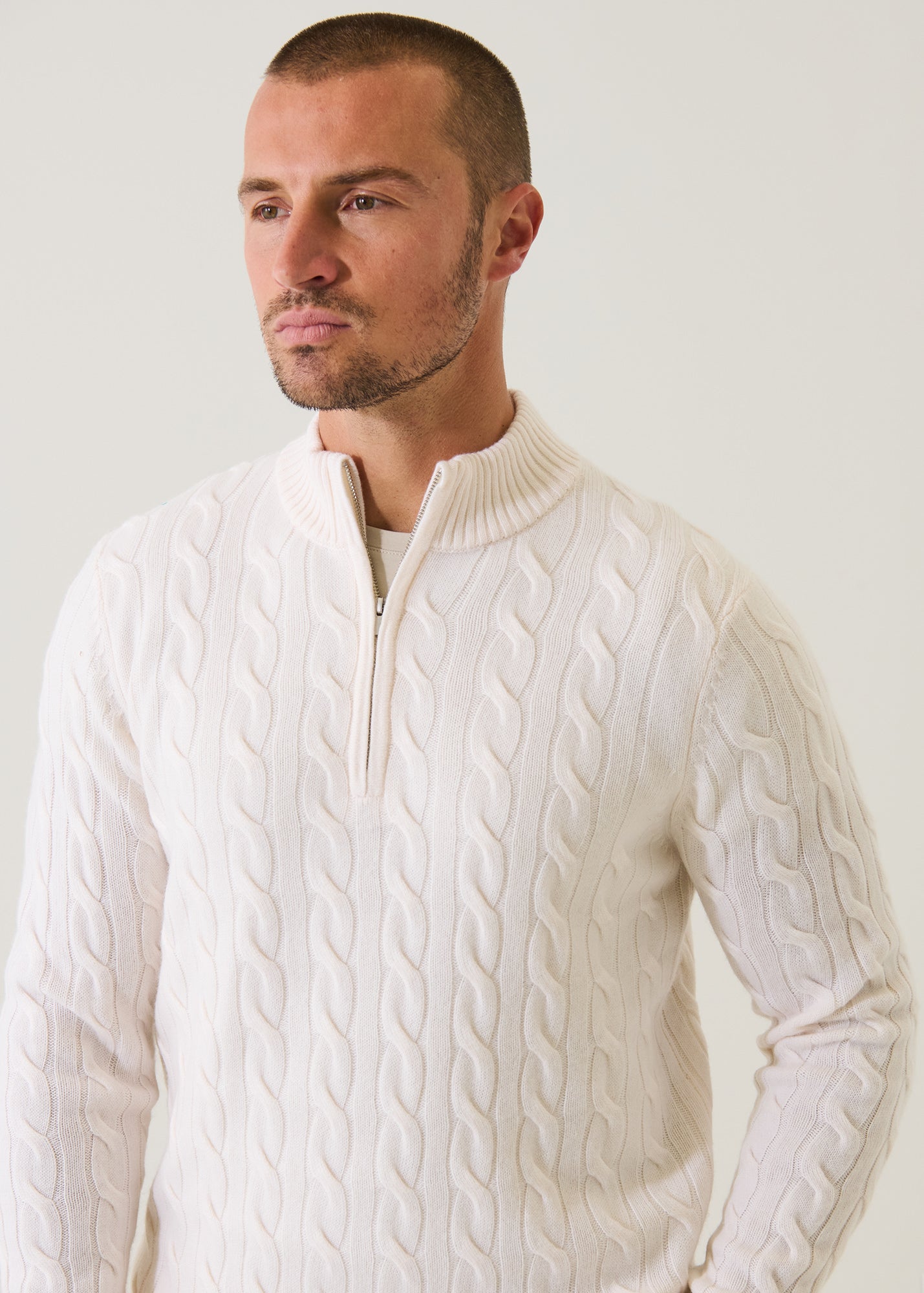 Wool Cashmere Textured Quarter Zip