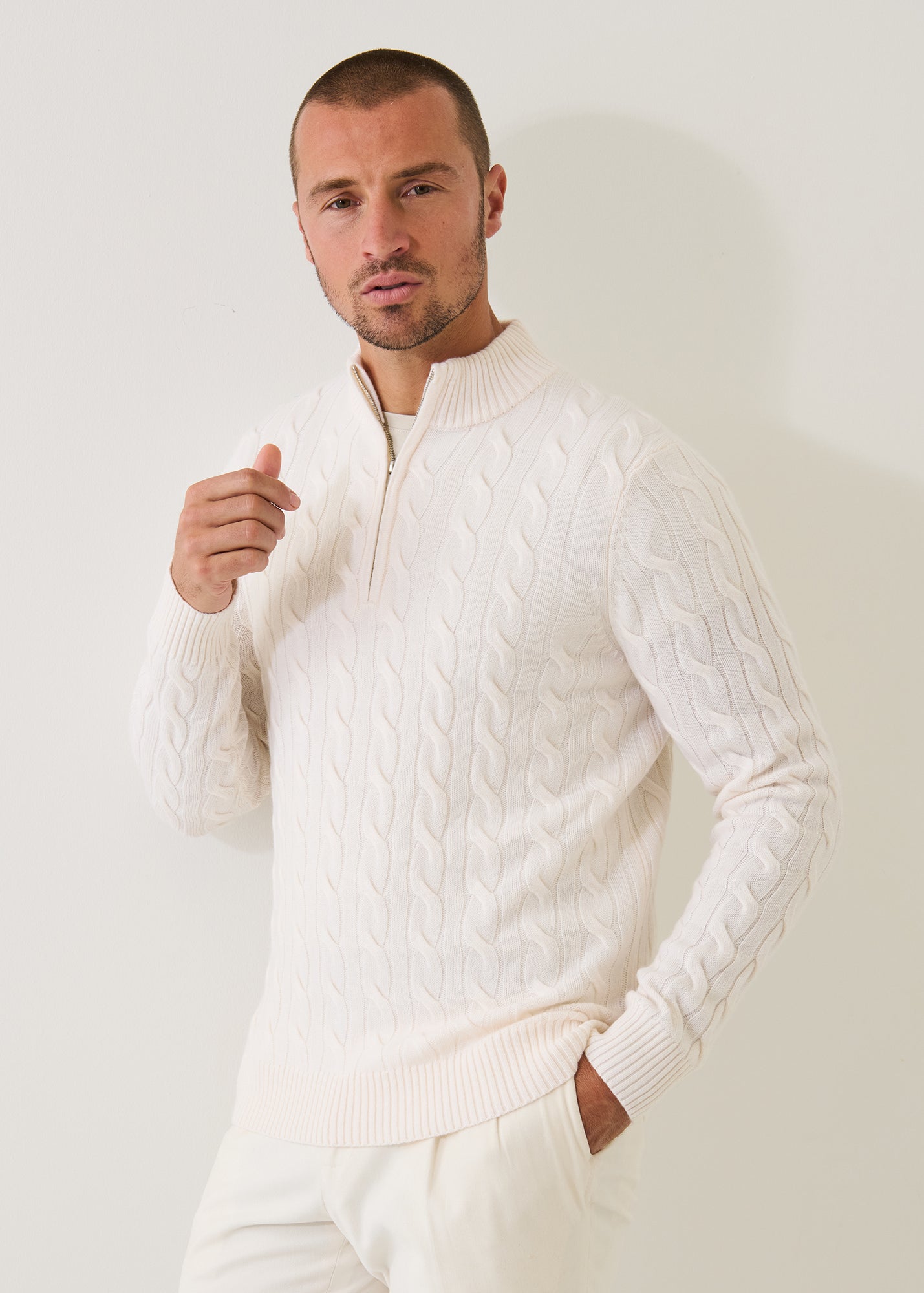 Wool Cashmere Textured Quarter Zip