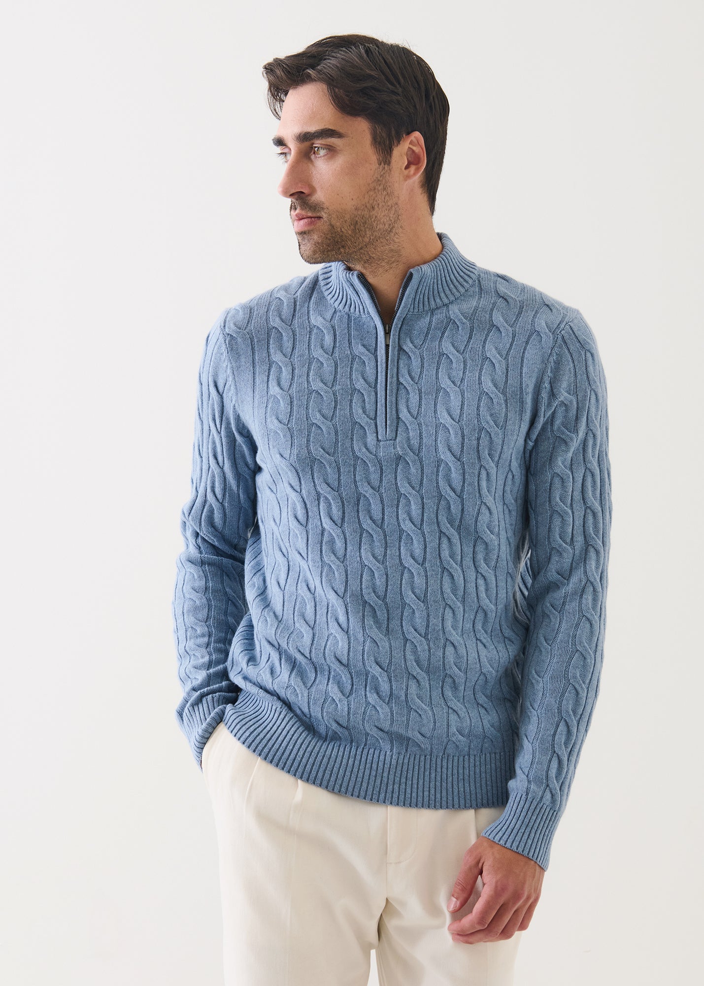 Wool Cashmere Textured Quarter Zip - PATRICK ASSARAF