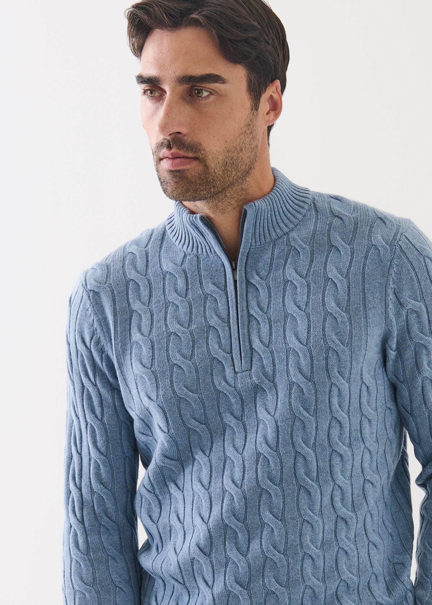 Wool Cashmere Textured Quarter Zip - PATRICK ASSARAF