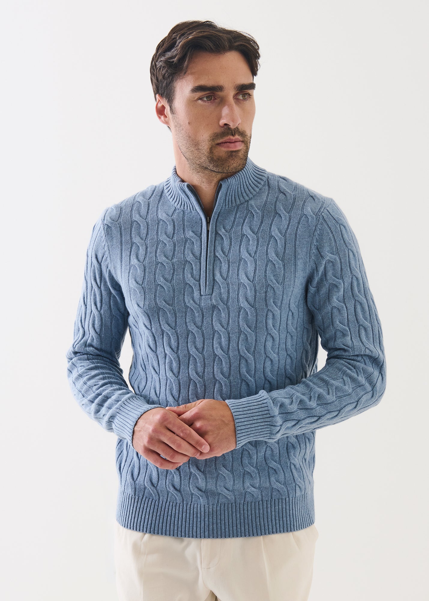 Wool Cashmere Textured Quarter Zip - PATRICK ASSARAF