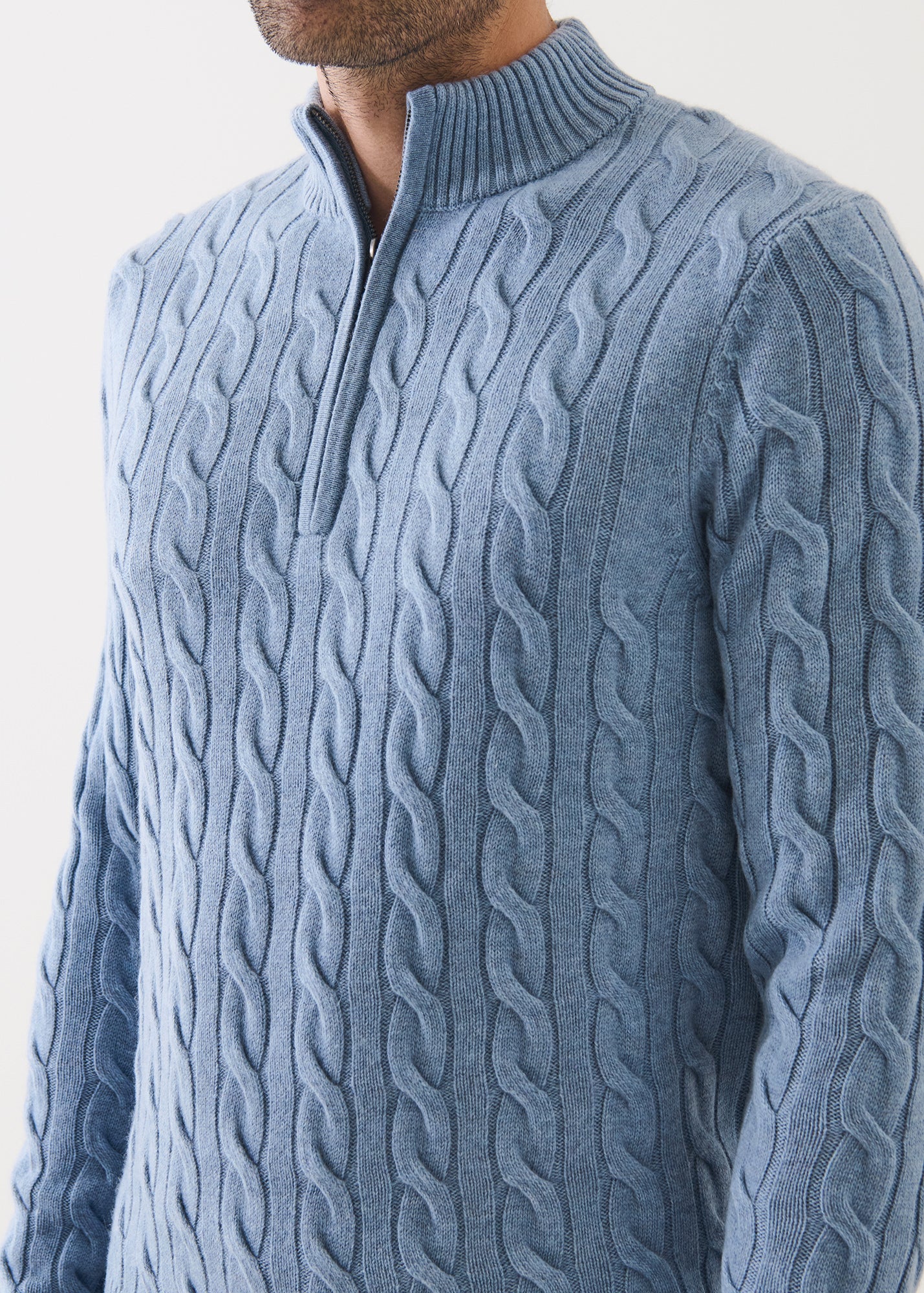 Wool Cashmere Textured Quarter Zip - PATRICK ASSARAF
