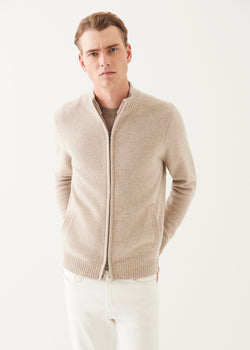 Wool Cashmere Blend Full Zip Cardigan