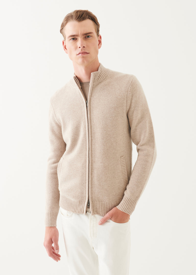 Wool Cashmere Blend Full Zip Cardigan