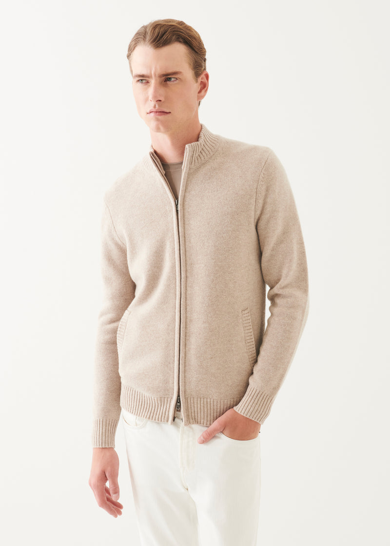 Wool Cashmere Blend Full Zip Cardigan