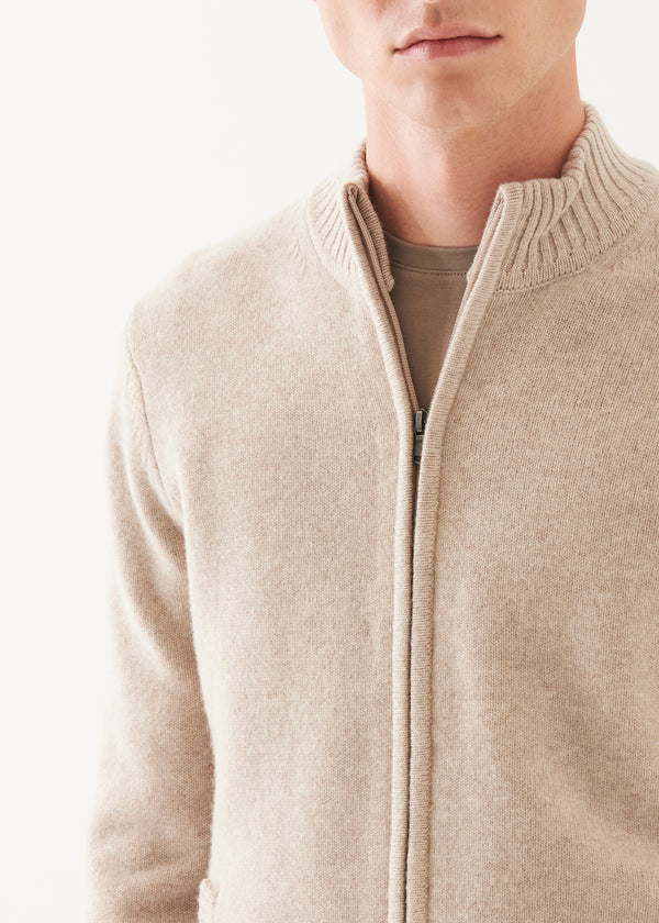 WOOL CASHMERE BLEND FULL ZIP CARDIGAN