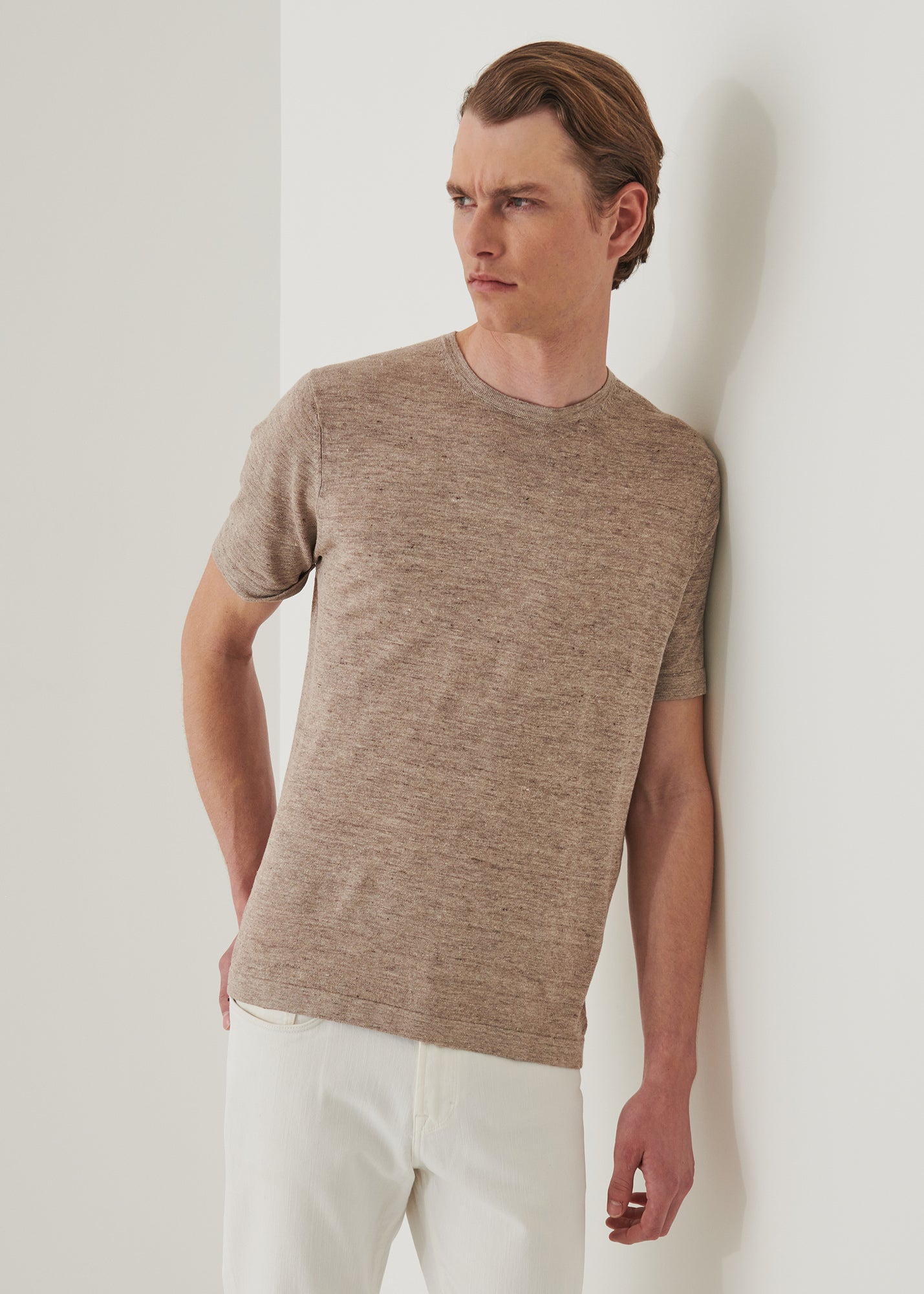 Linen Silk Blend Short Sleeve Crewneck | PATRICK ASSARAF