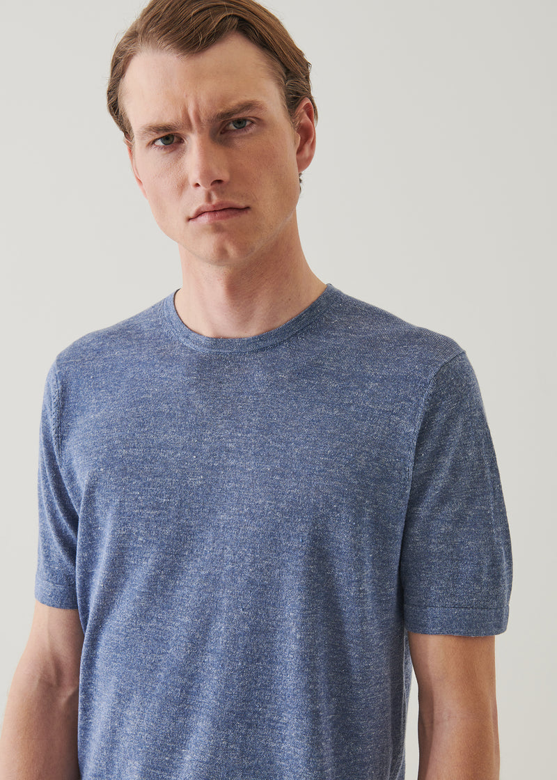 Linen Silk Blend Short Sleeve Crewneck