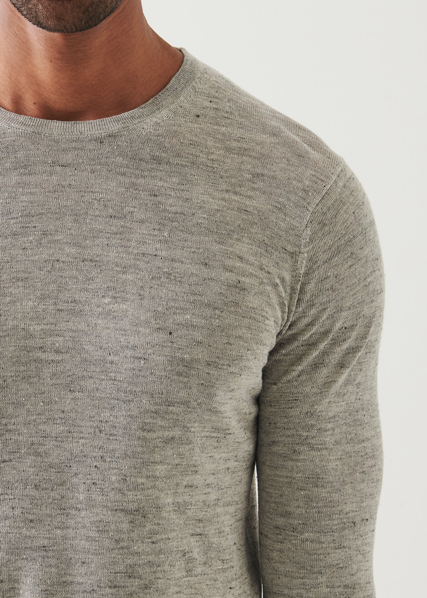 Linen Silk Blend Long Sleeve Crewneck