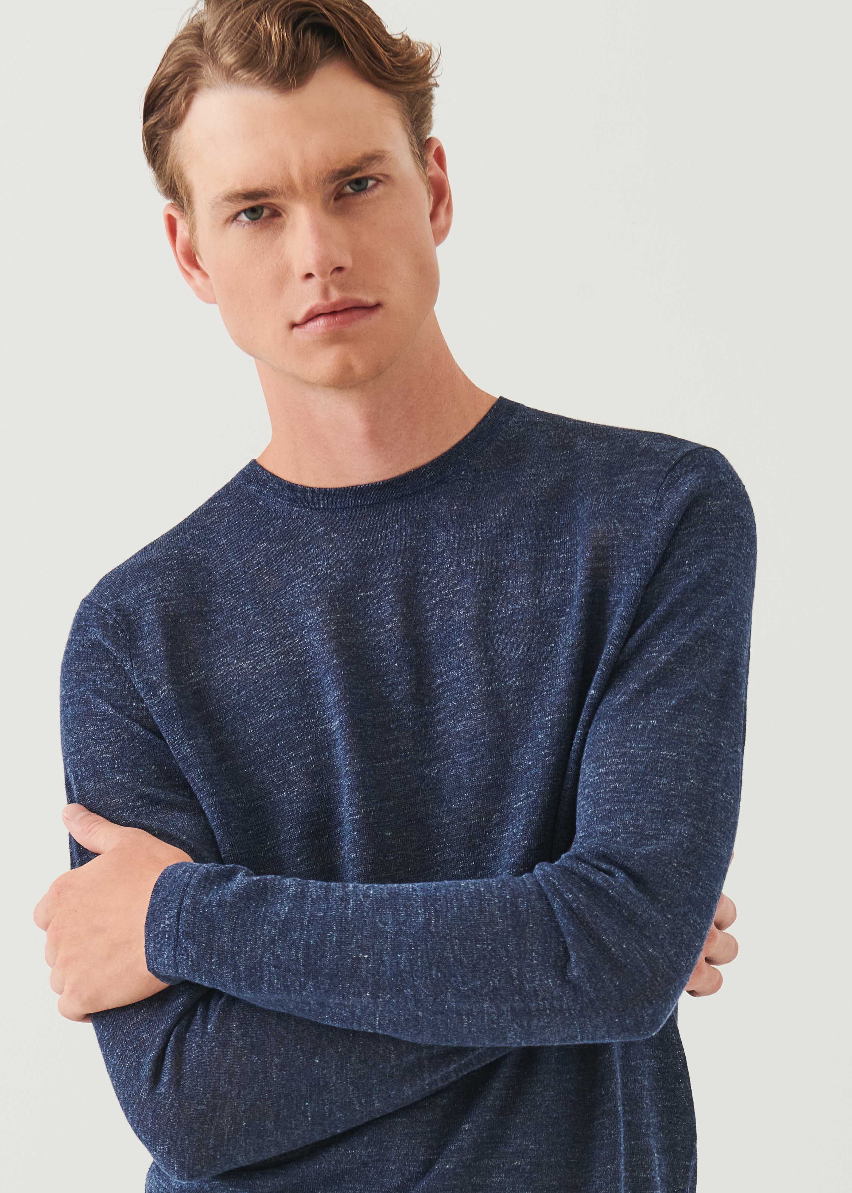 Linen Silk Blend Long Sleeve Crewneck