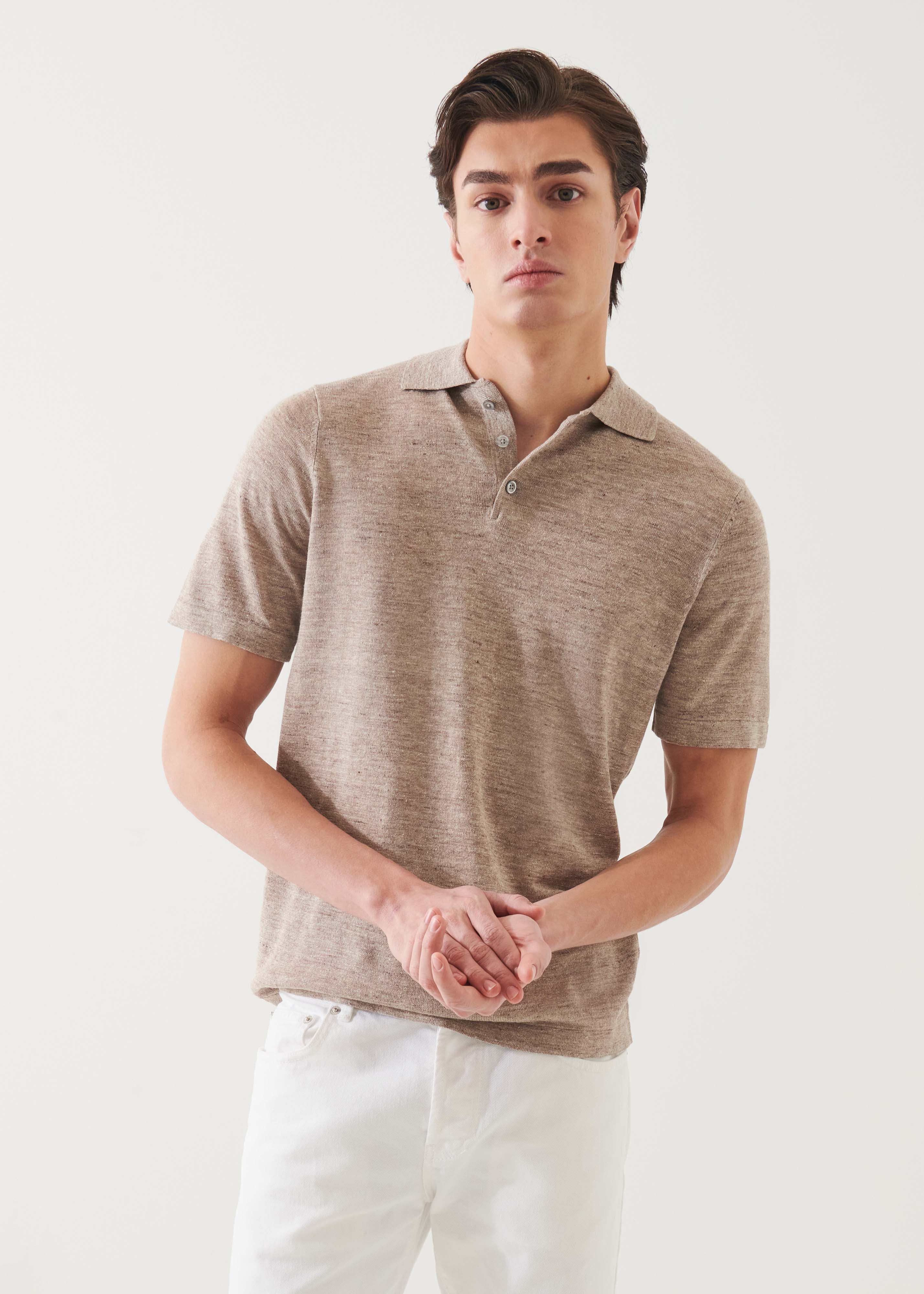 Linen Silk Blend Button Polo