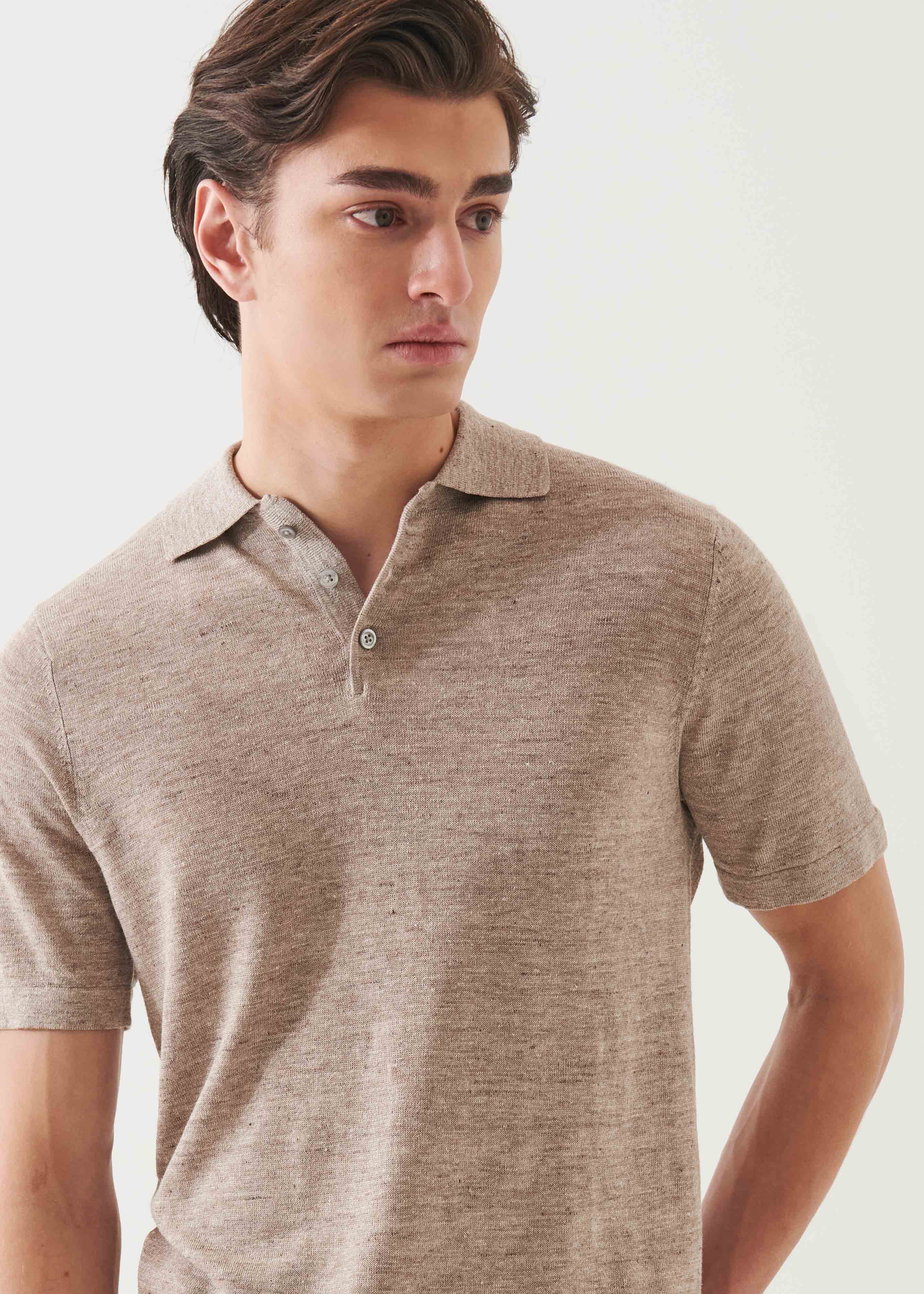 Linen Silk Blend Button Polo