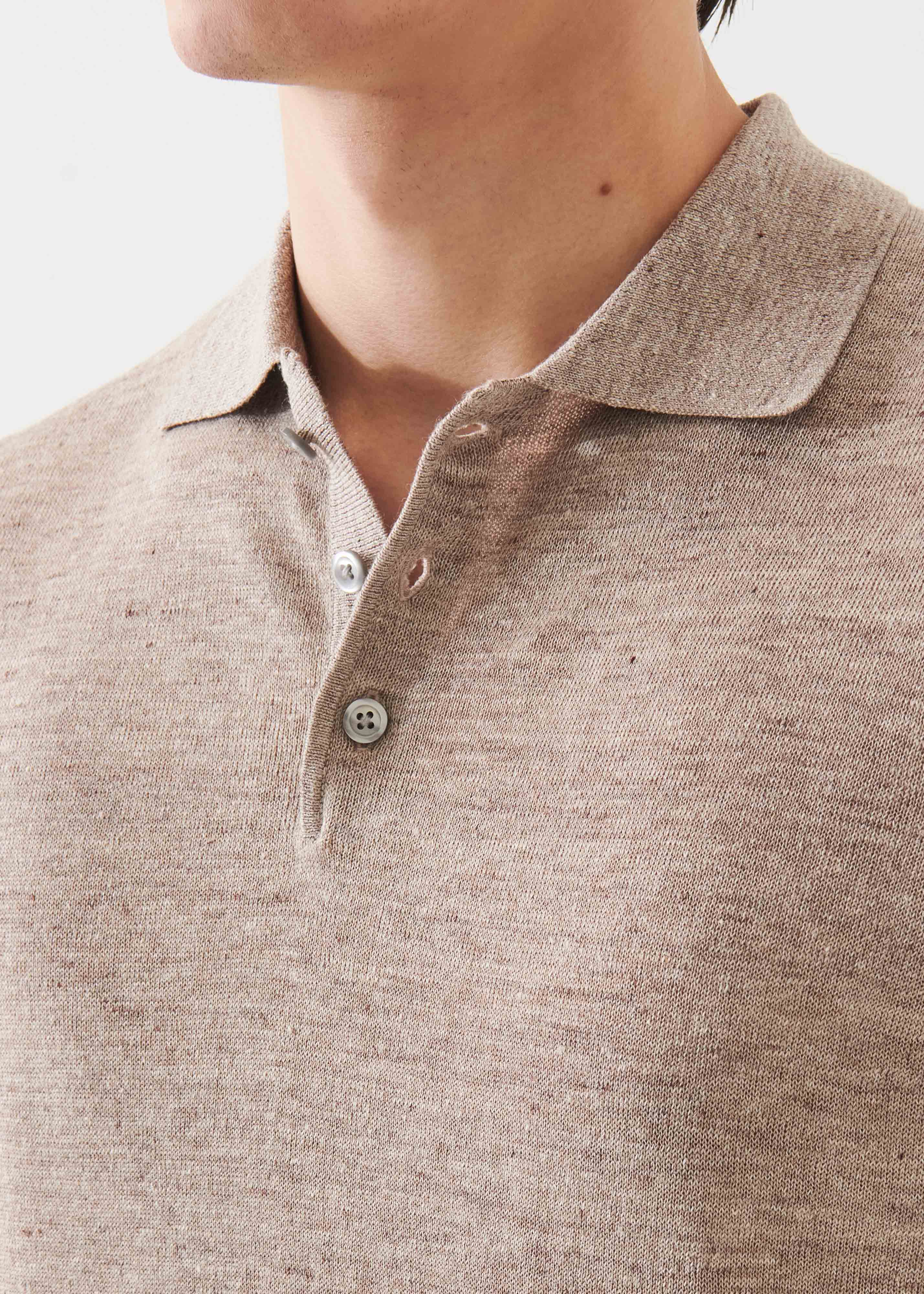 Linen Silk Blend Button Polo
