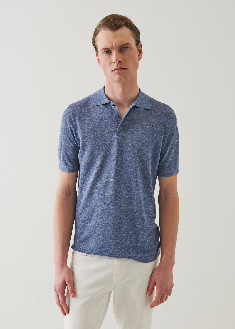 Linen Silk Blend Button Polo