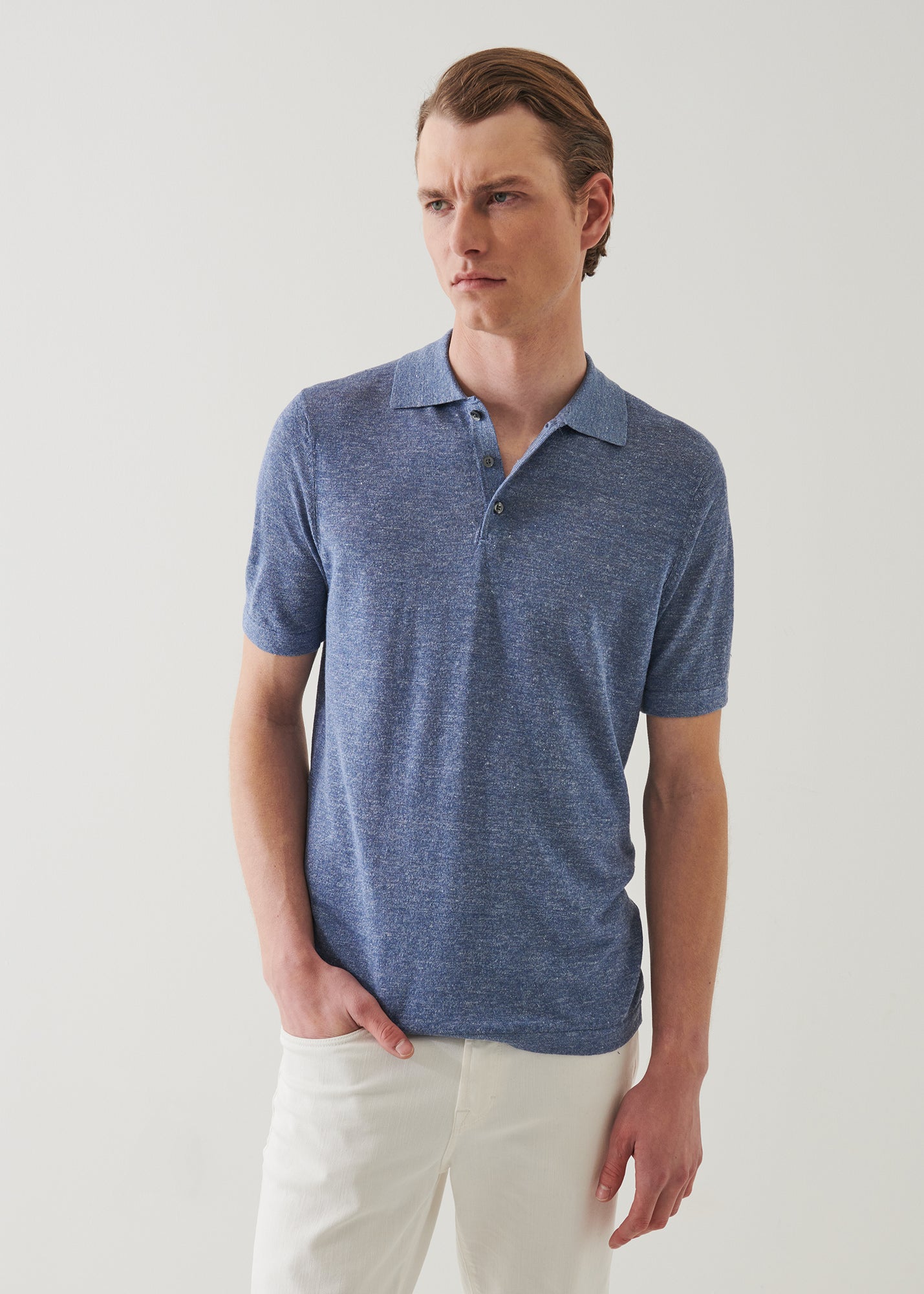 Linen Silk Blend Button Polo