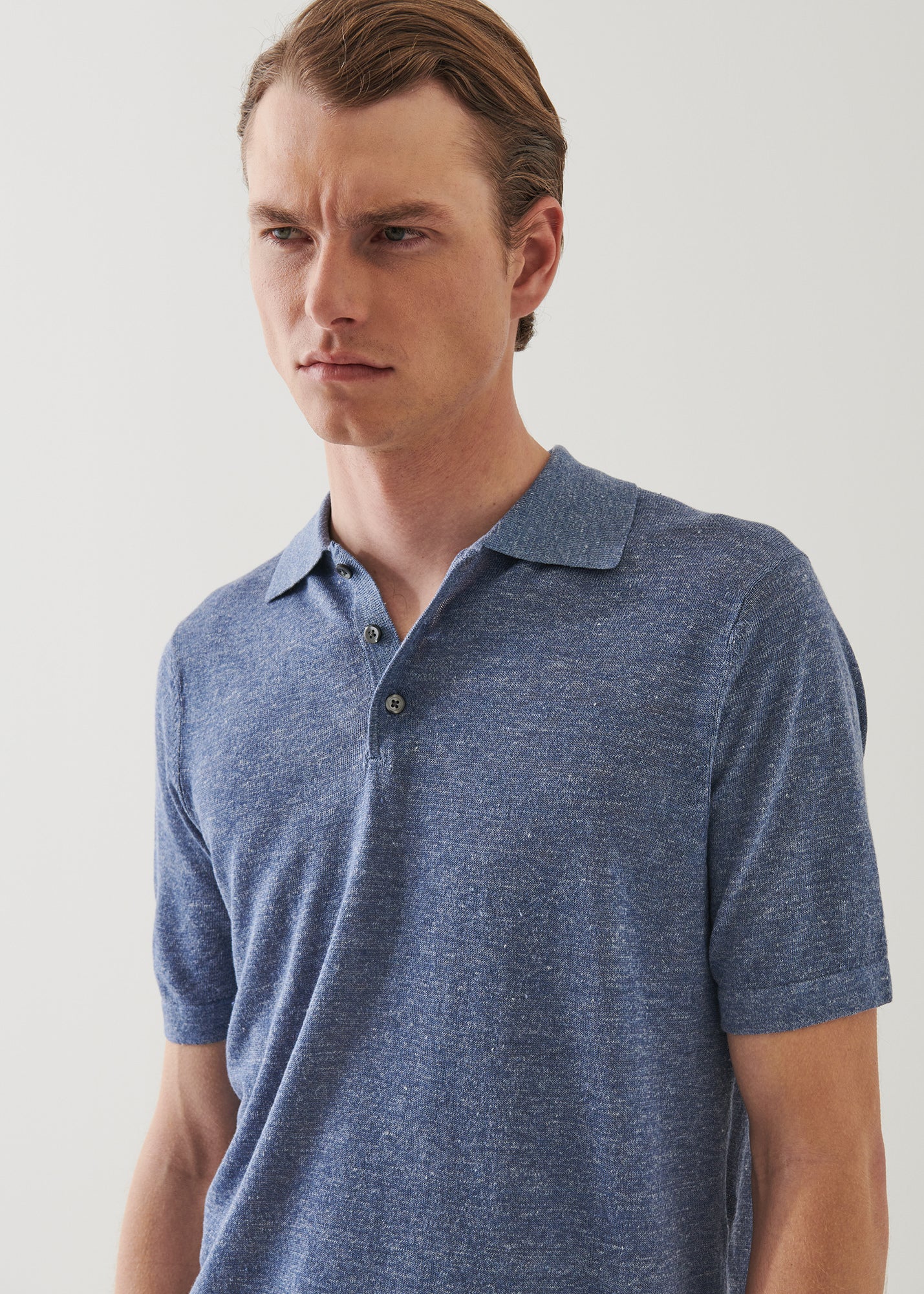 Linen Silk Blend Button Polo