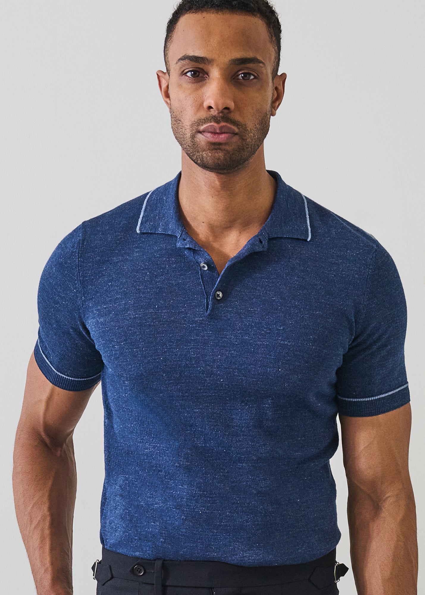 Linen Cotton Tipped Knit Polo - PATRICK ASSARAF