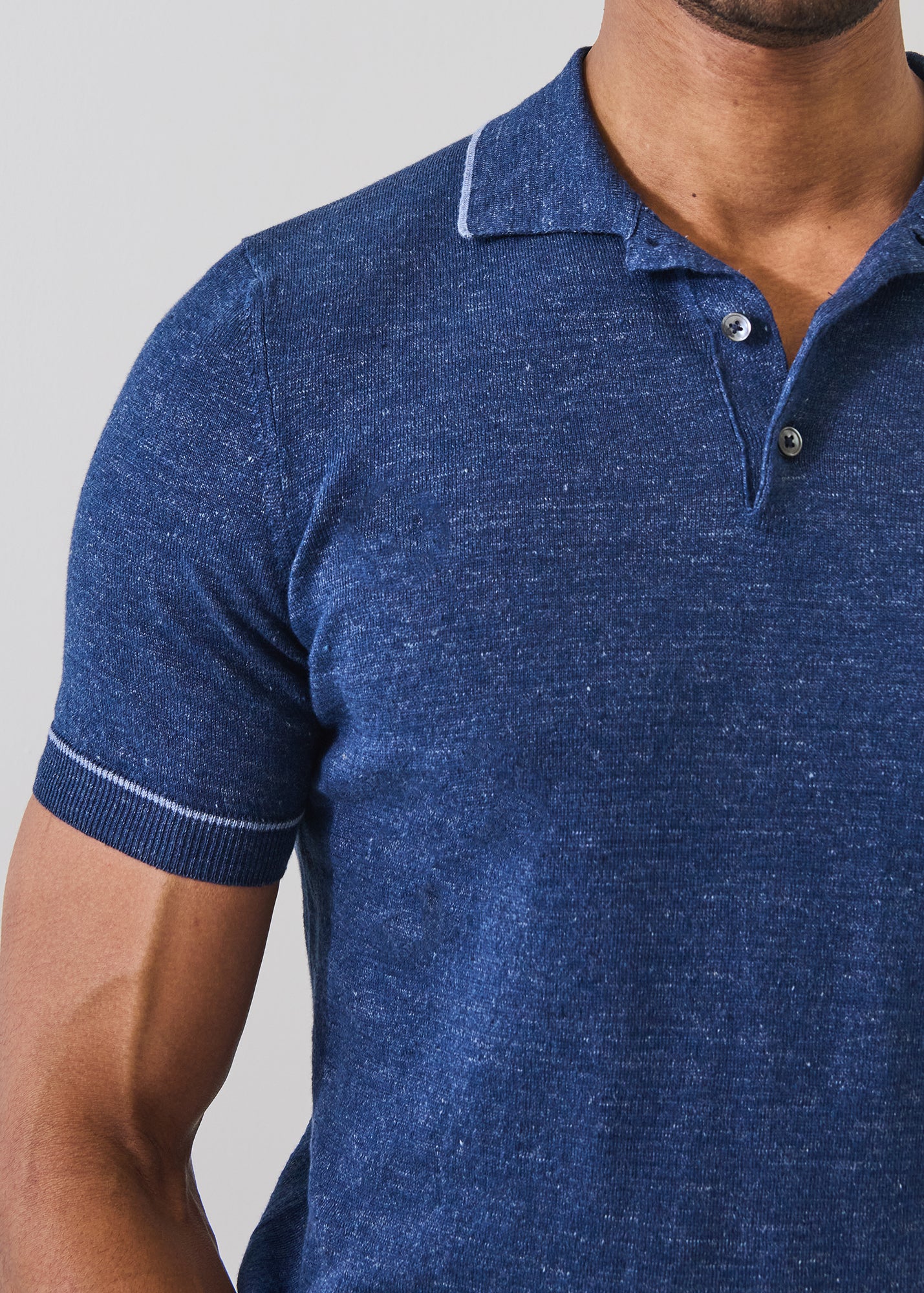 Linen Cotton Tipped Knit Polo - PATRICK ASSARAF