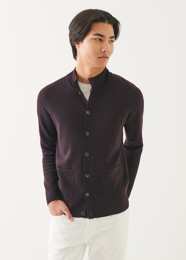 DOUBLE FACE MERINO BUTTON UP CARDIGAN