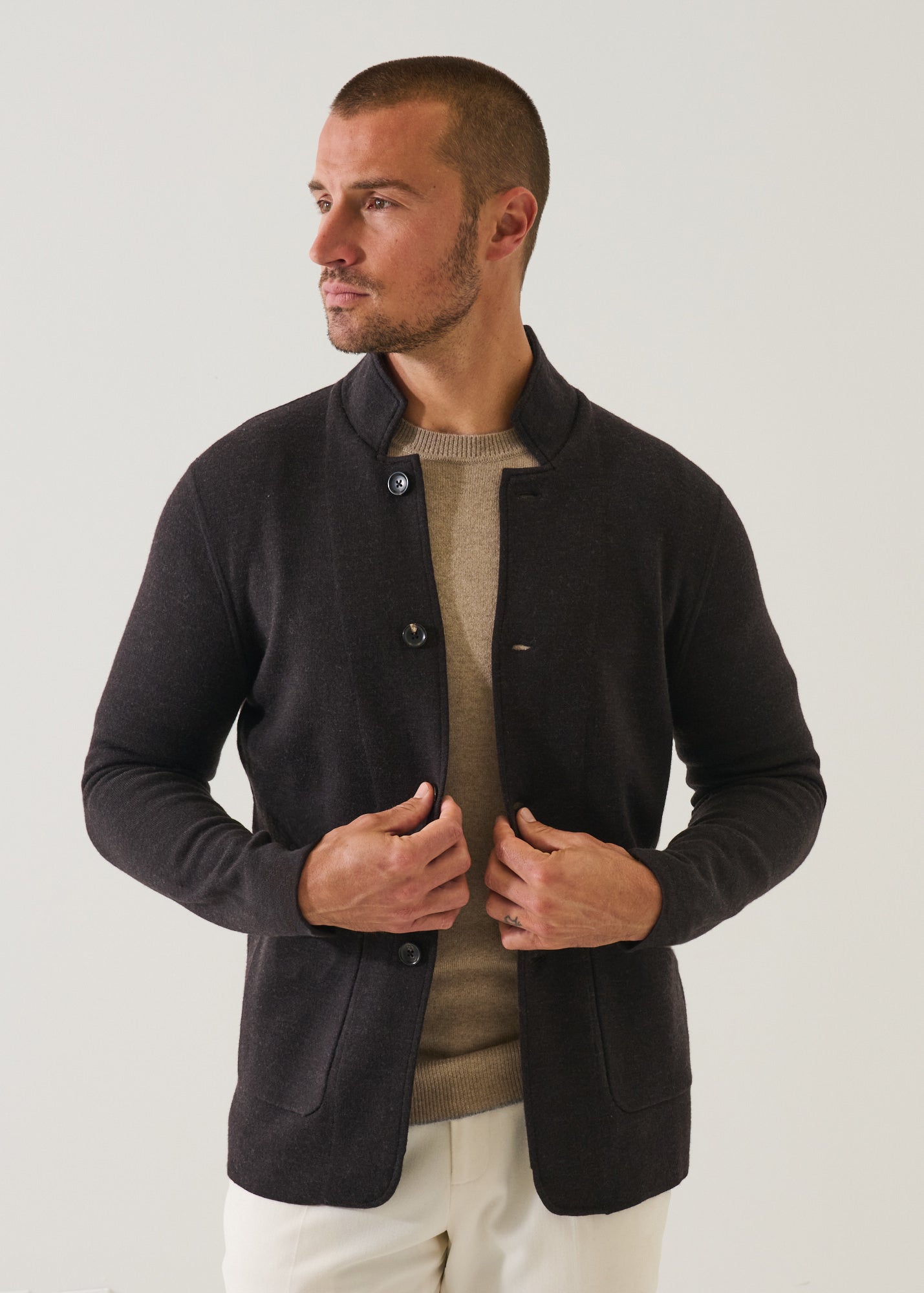 Double Face Merino Button Front Jacket
