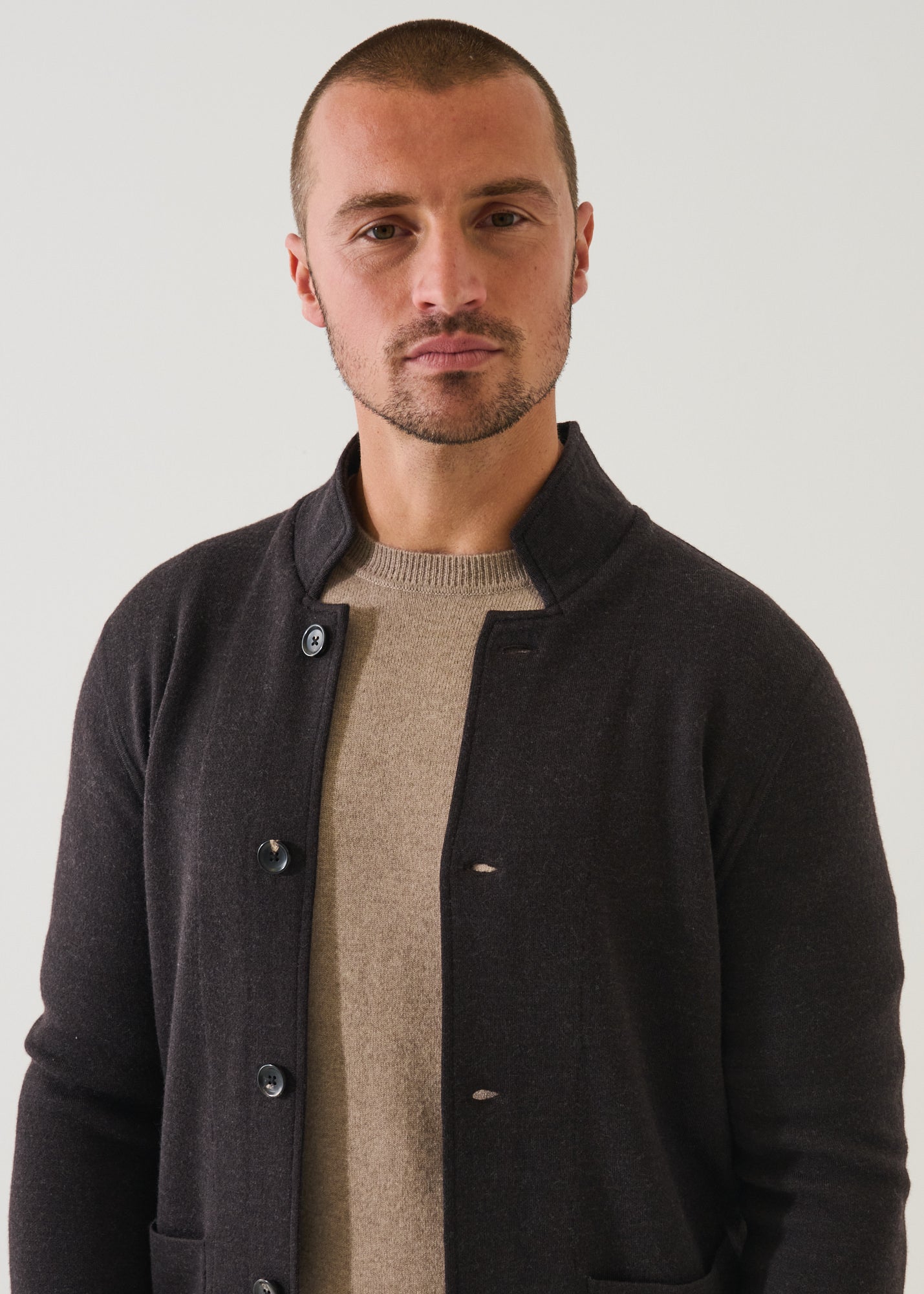 Double Face Merino Button Front Jacket