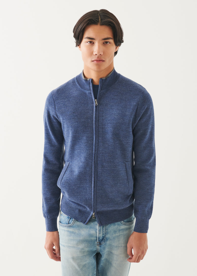 Double Face Merino Zip Up Cardigan