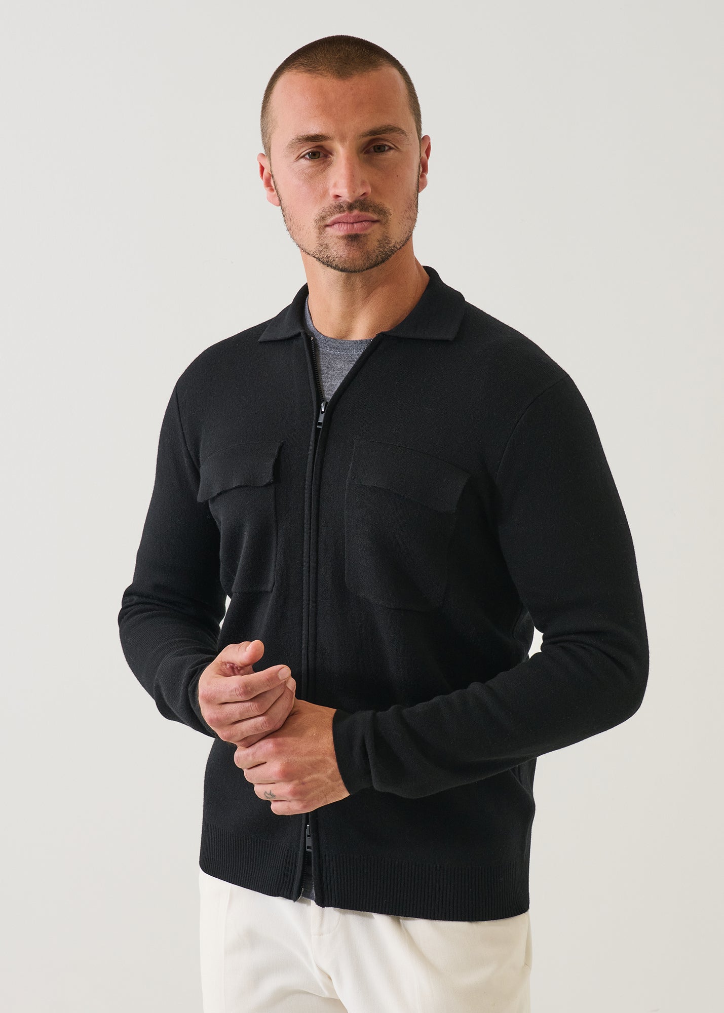 Double Face Merino Full Zip Shirt Jacket