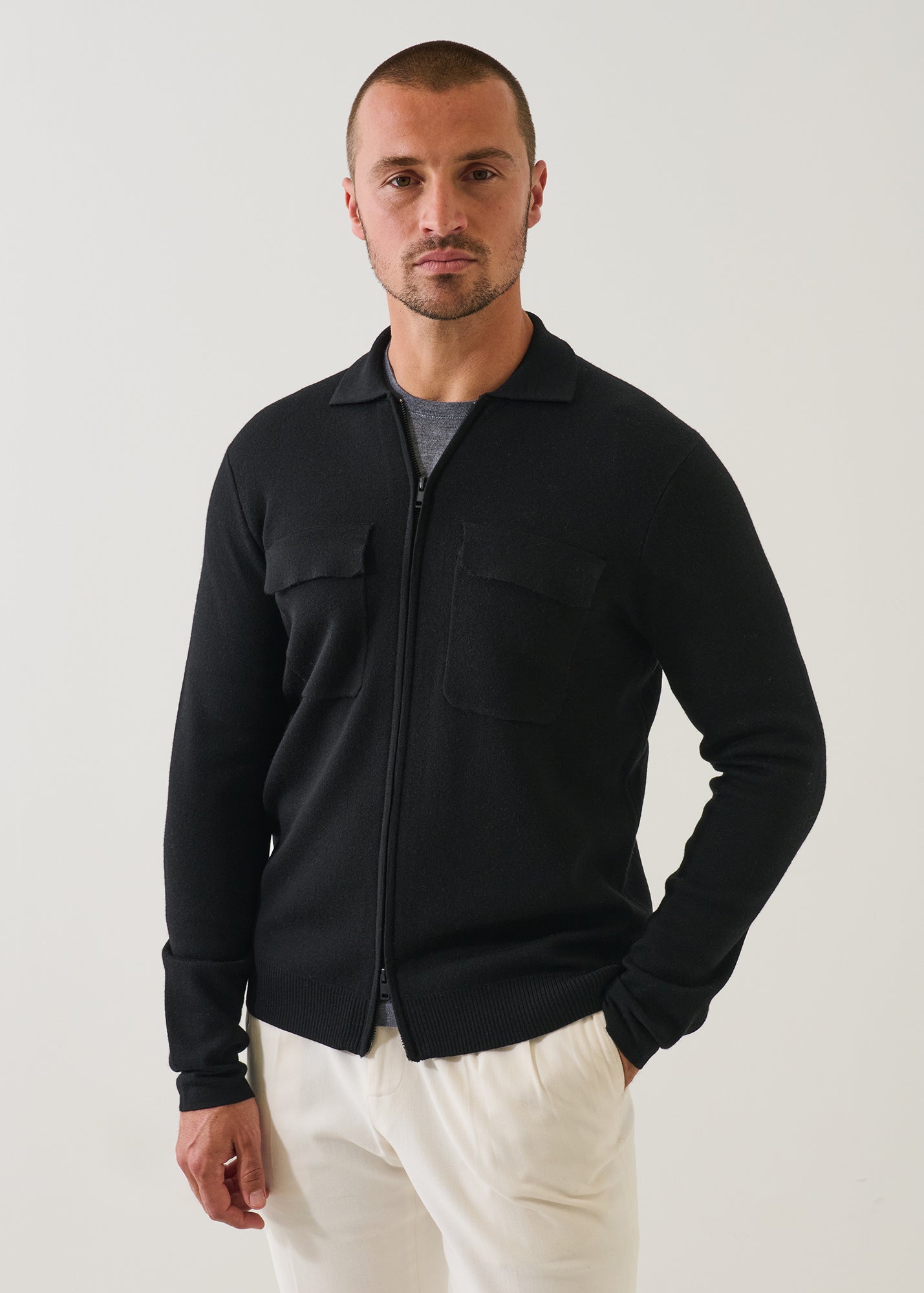 Double Face Merino Full Zip Shirt Jacket