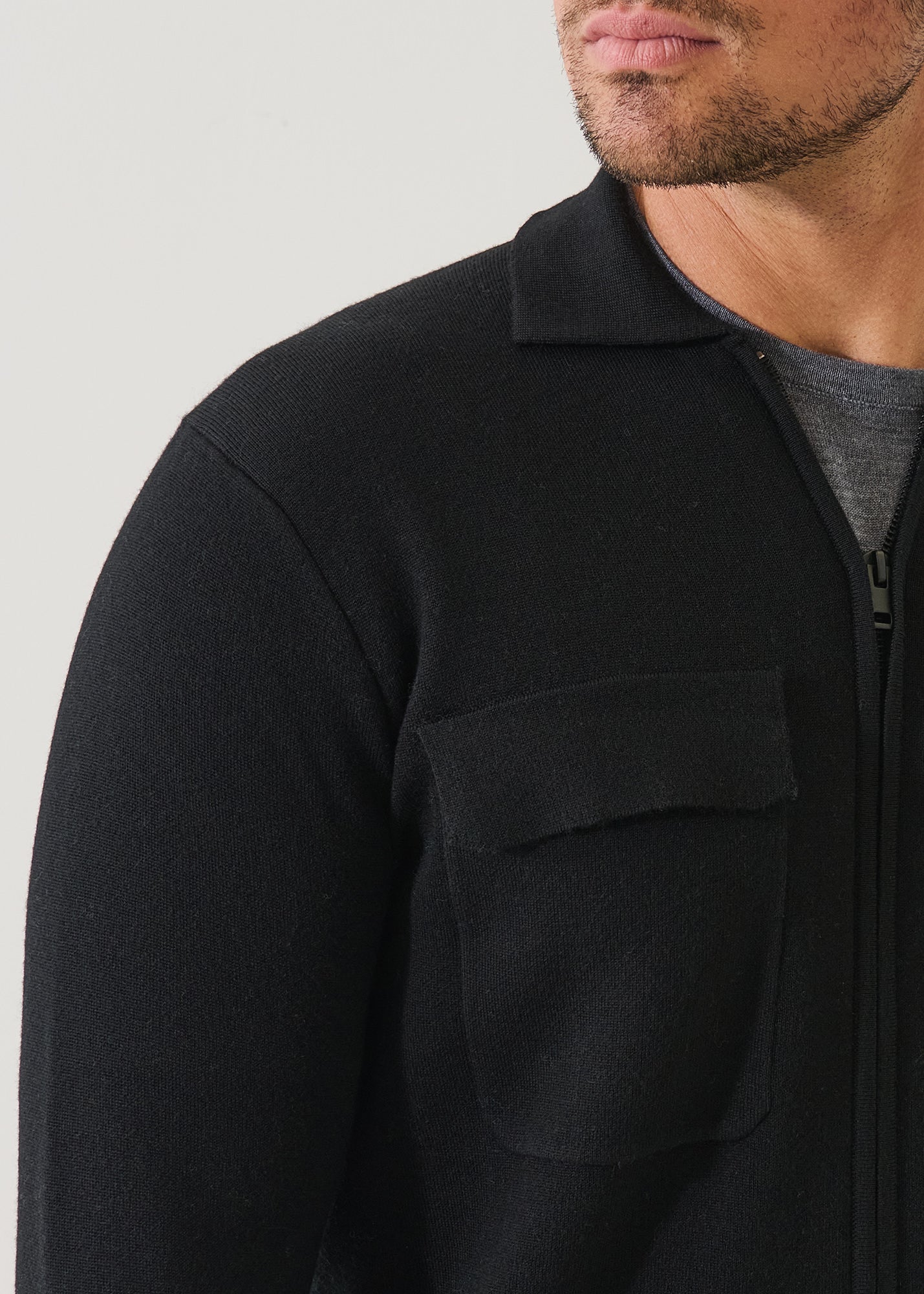 Double Face Merino Full Zip Shirt Jacket