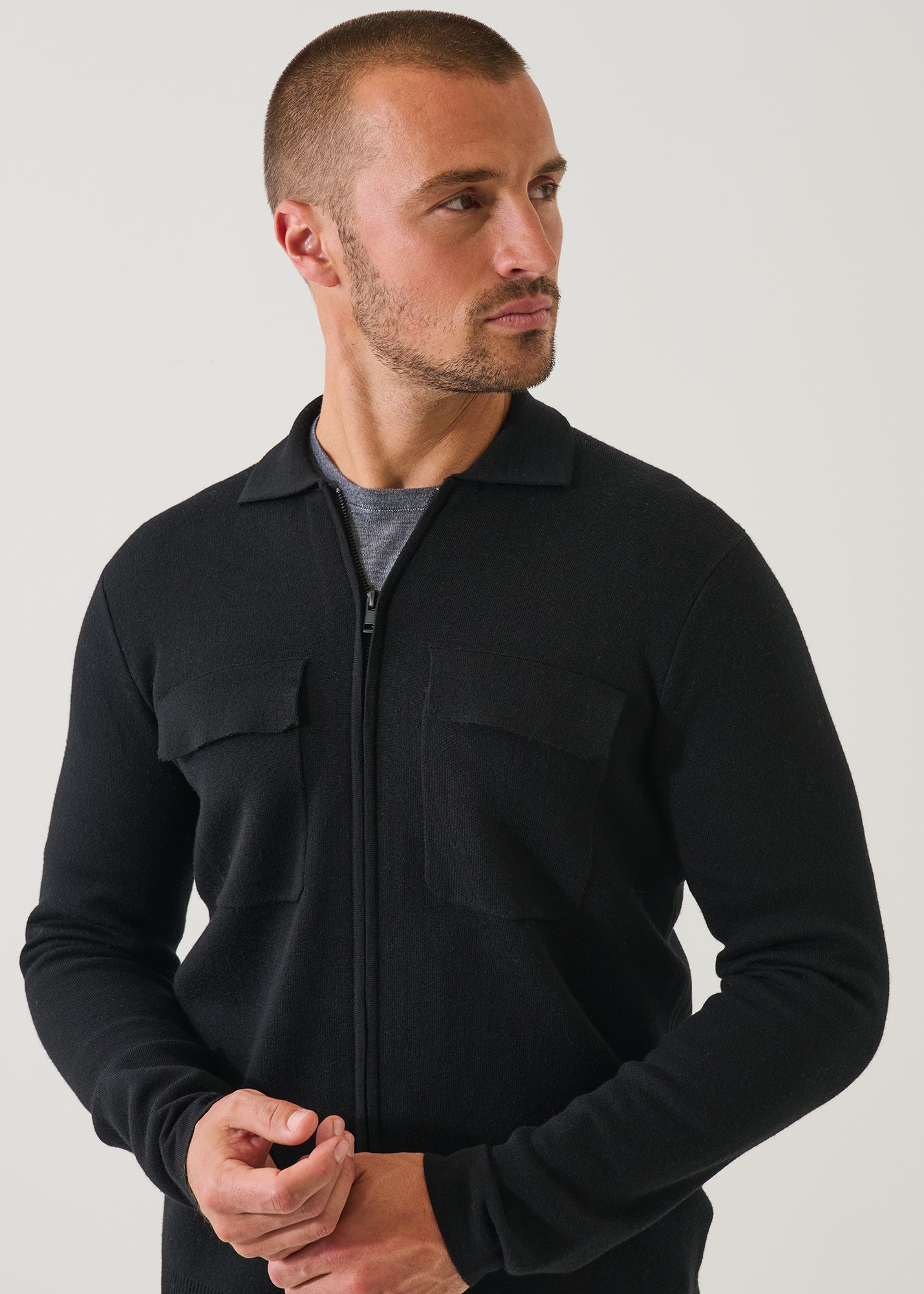 Double Face Merino Full Zip Shirt Jacket